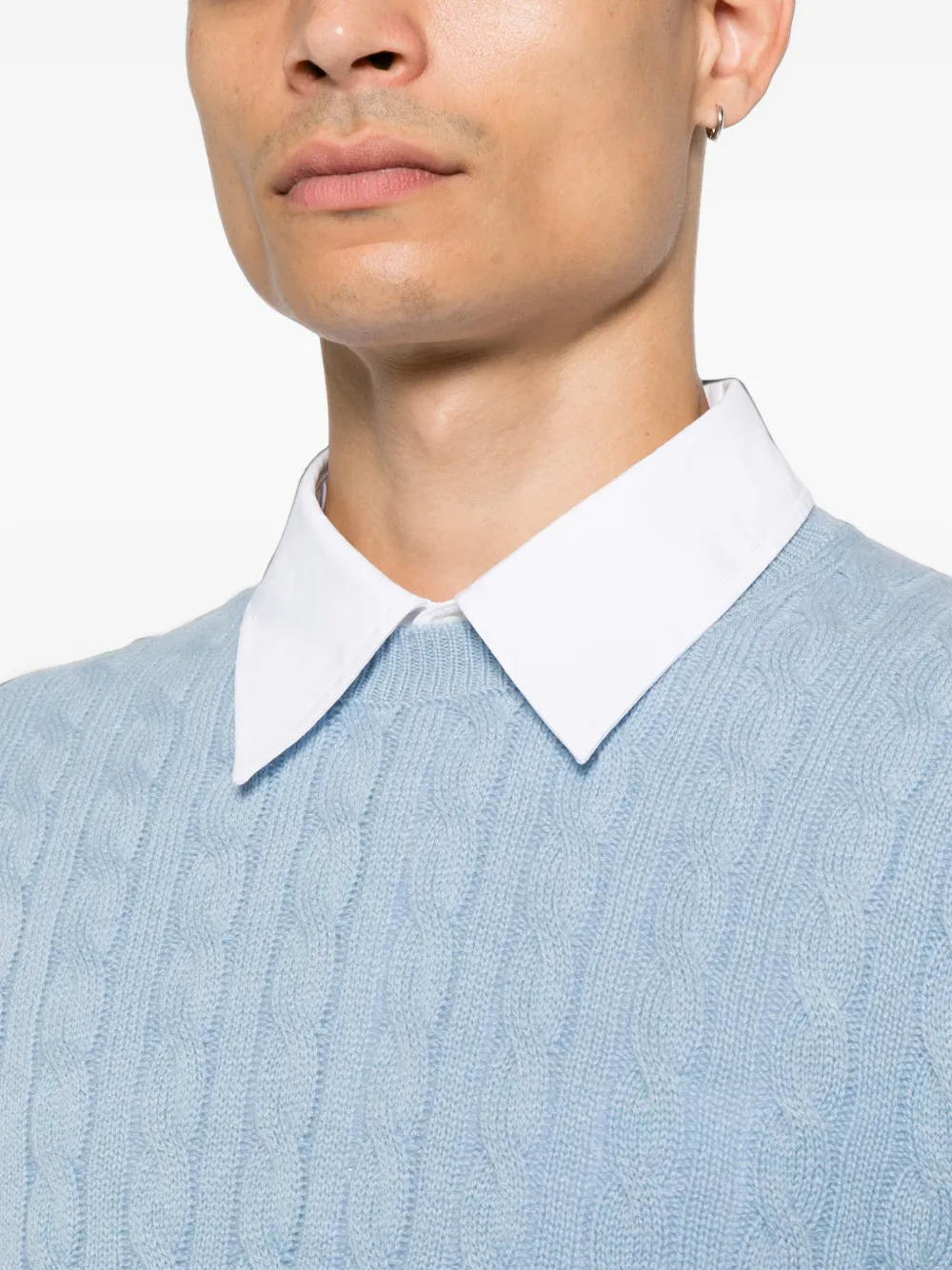 Malo Kabelgebreide trui Blauw