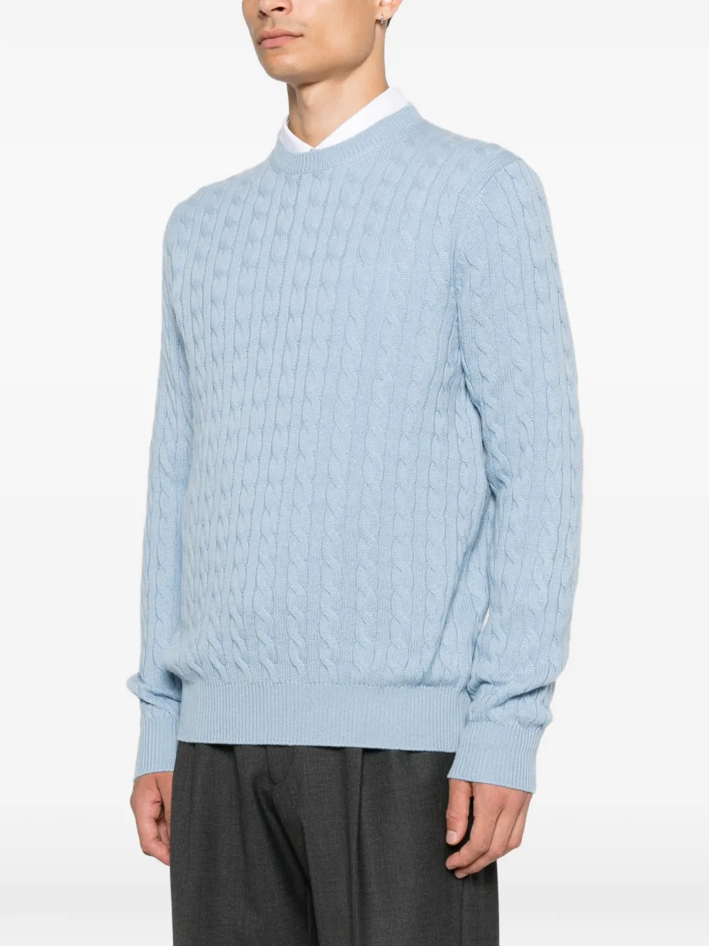 Malo Kabelgebreide trui Blauw