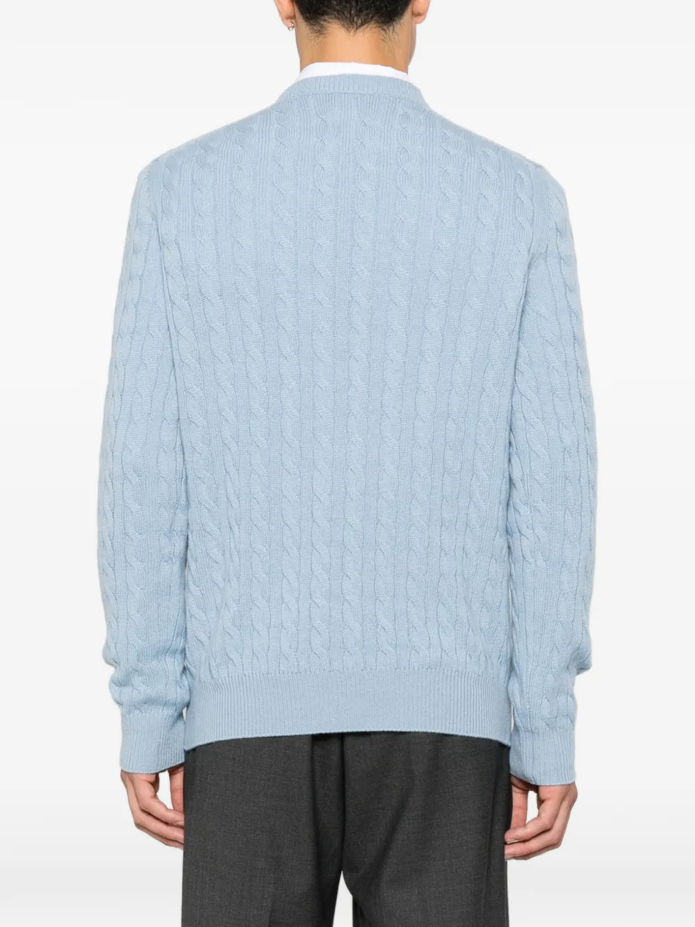 Malo Kabelgebreide trui Blauw