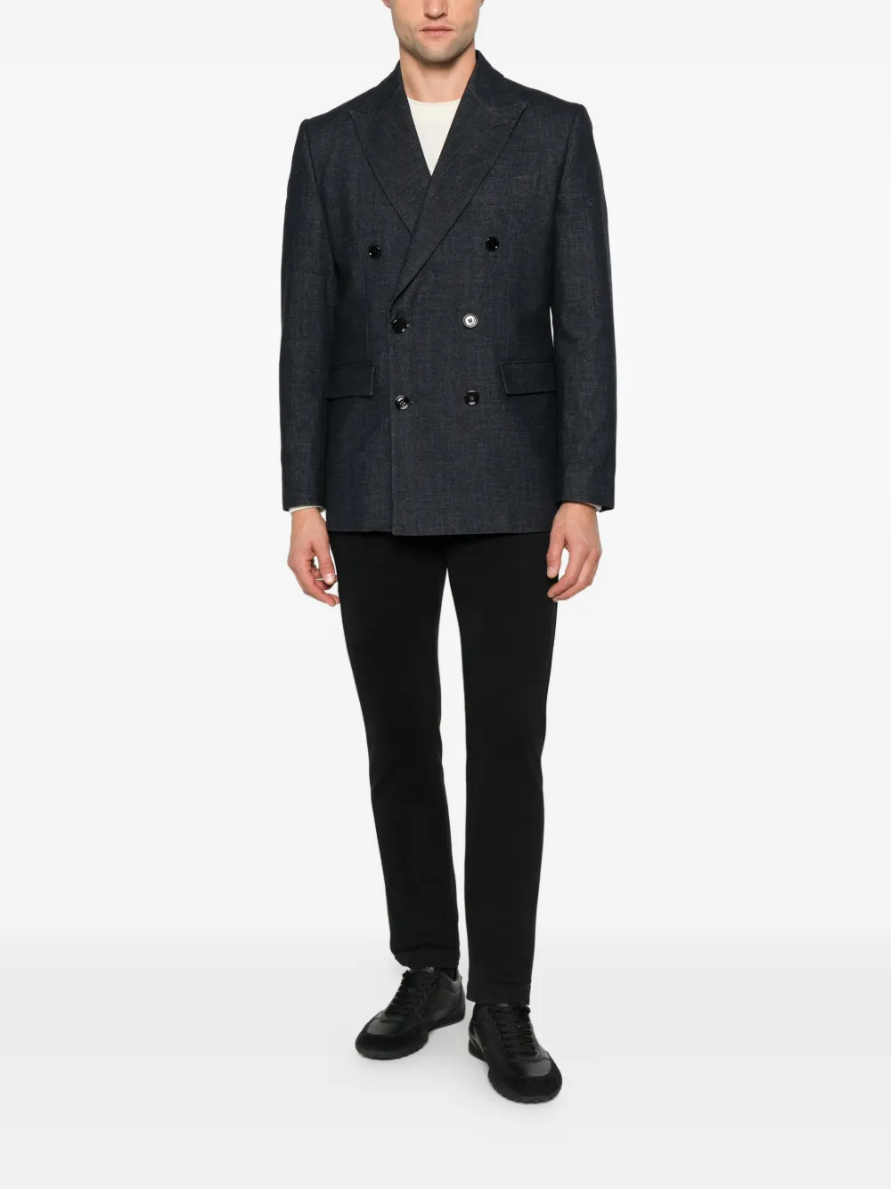 DONDUP double-breasted peak-lapel blazer Blauw