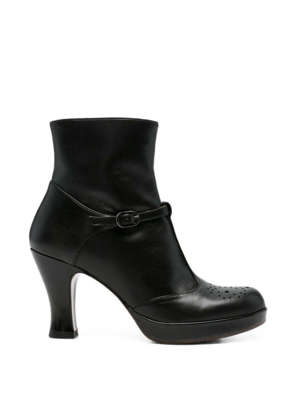 Chie Mihara perforated buckled boots Zwart
