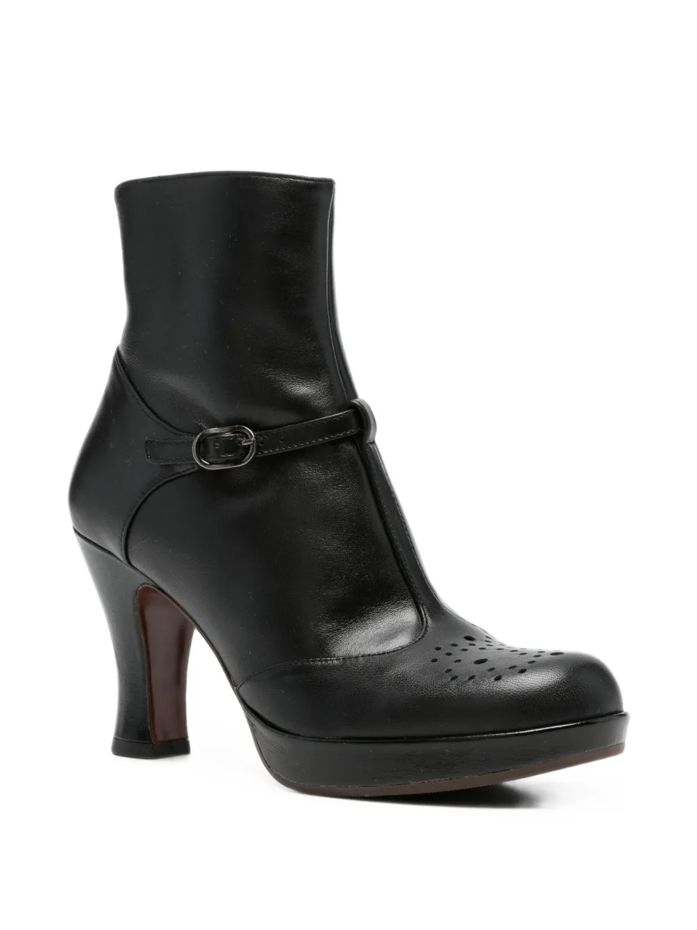 Chie Mihara perforated buckled boots Zwart