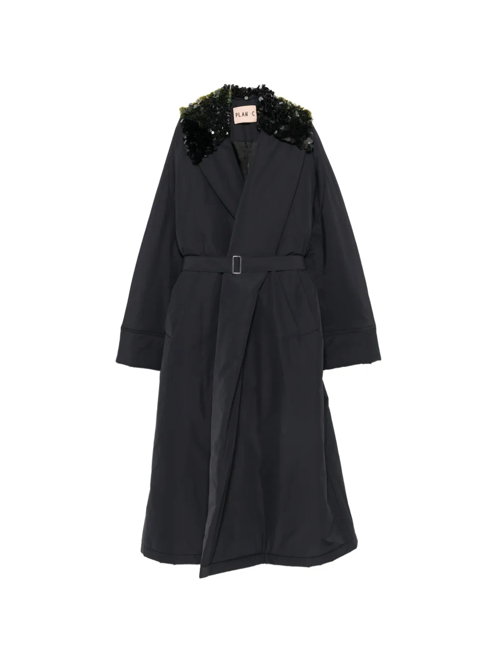 Plan C sequin-embellished belted coat - Blau