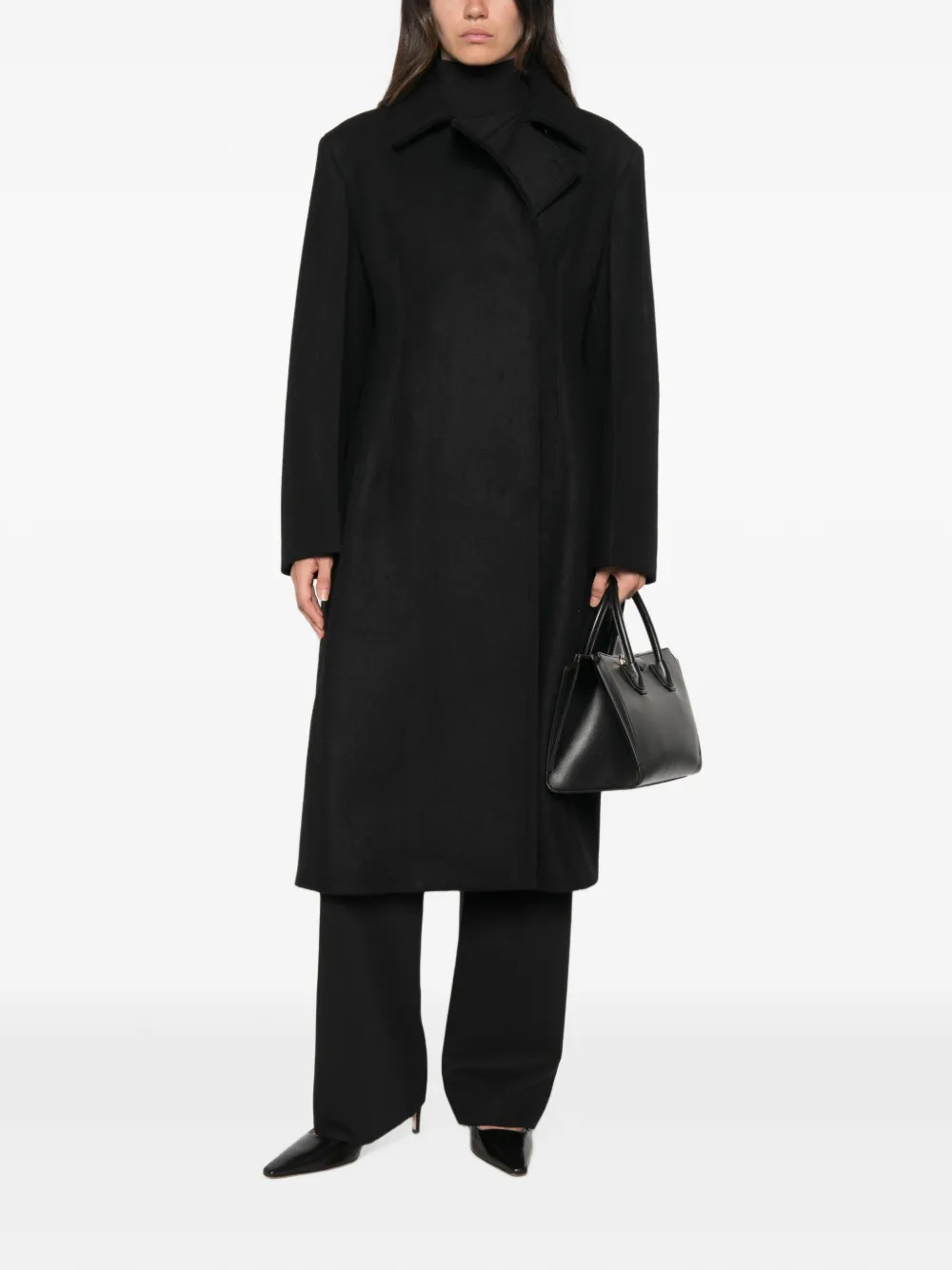 Jil Sander Jas met dubbele rij knopen en verborgen sluiting Zwart