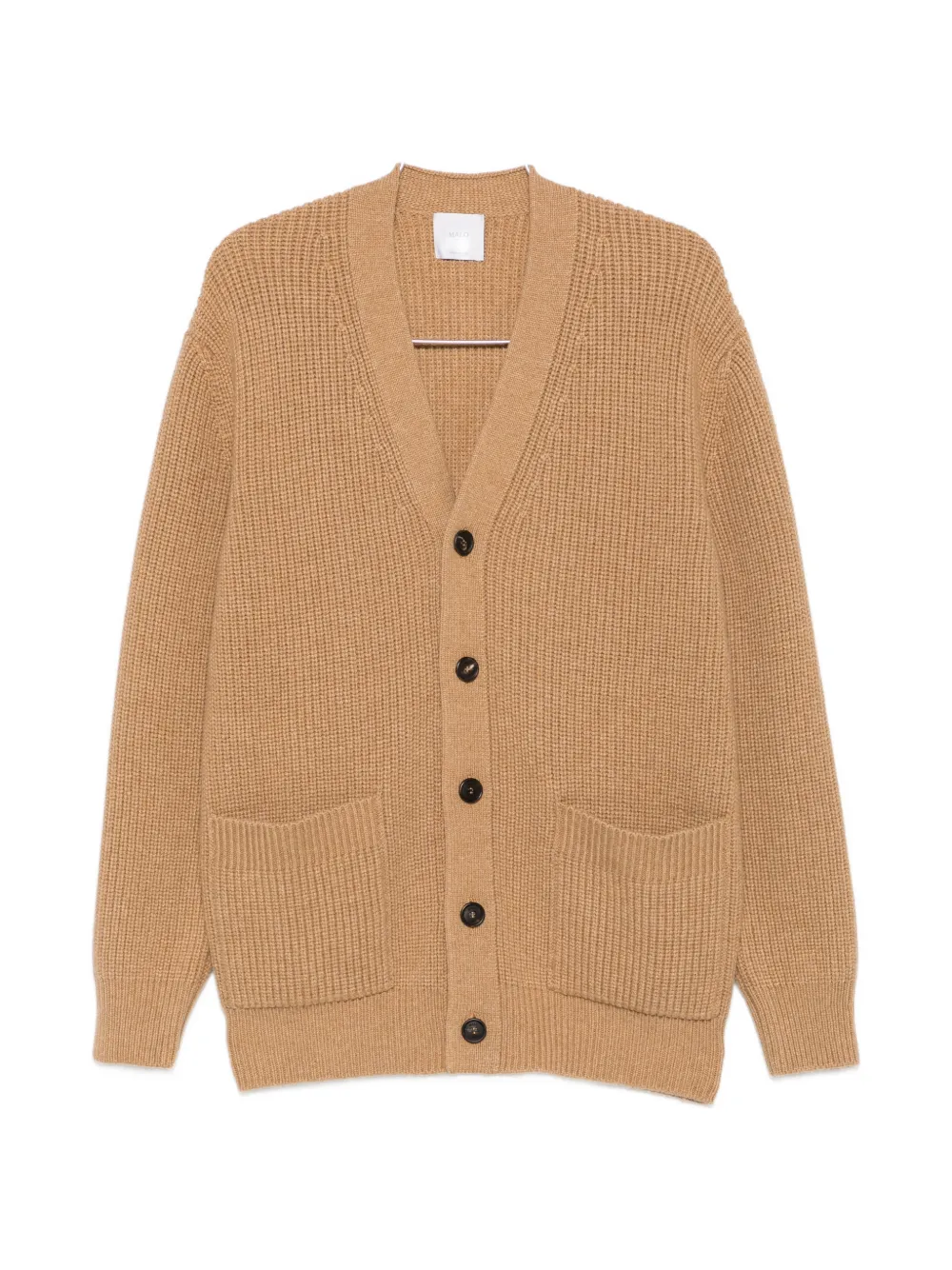 Malo ribbed-knit V-neck cardigan - Nude