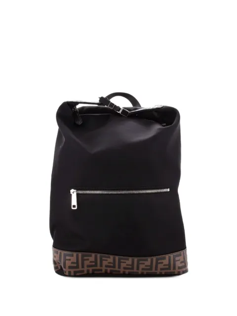 Fendi Pre-Owned mochila Santander de piel con motivo Zucca en relieve y nylon