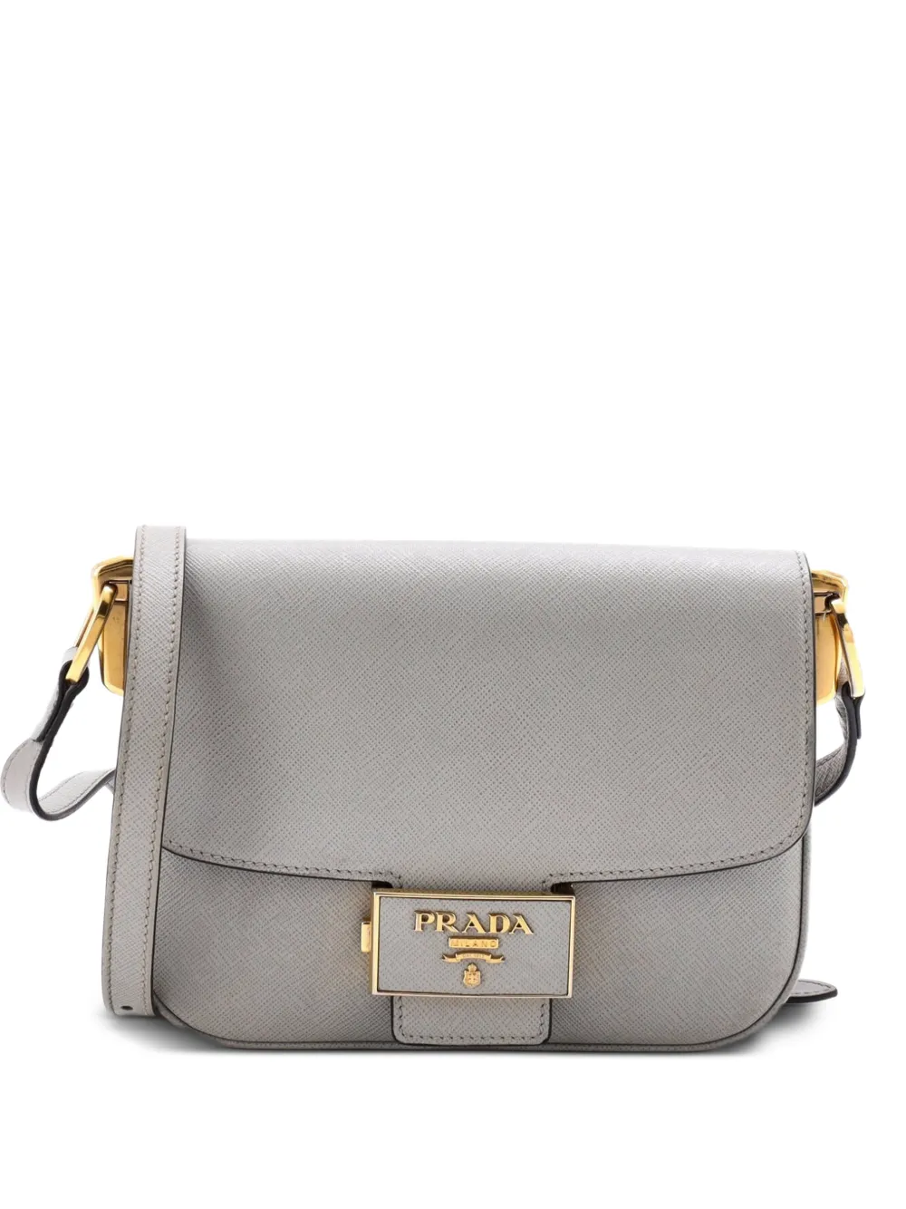 Prada Pre-Owned Kleine Embleme Schultertasche aus Saffiano-Leder - Grau