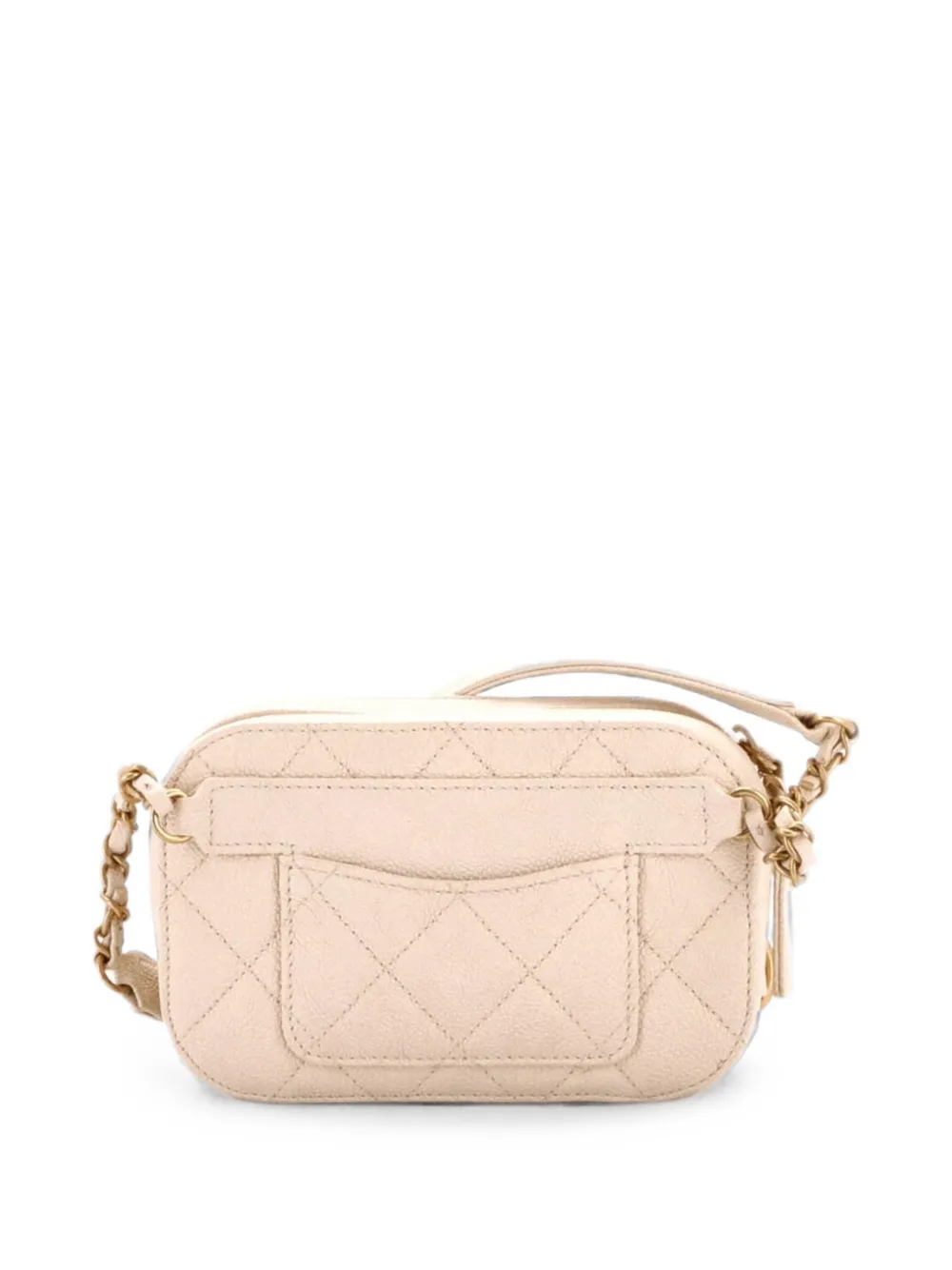 Pre-owned Chanel Zip Around Quilted Caviar Belt Bag In White