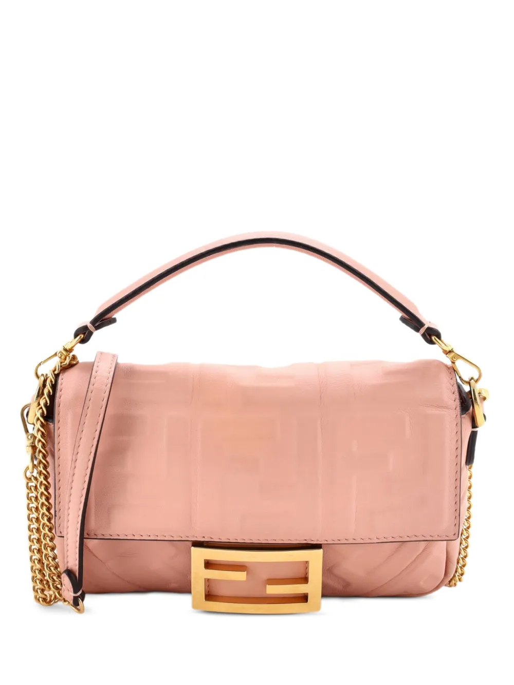 Fendi Pre-Owned Baguette NM Bag Zucca Embossed Leather Mini crossbody bag - Rosa