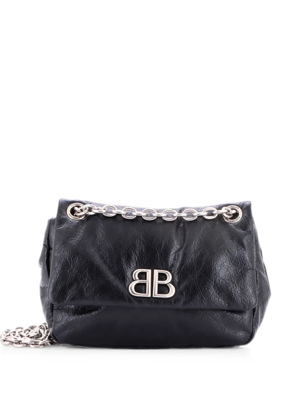 Balenciaga Pre-Owned Monaco Chain Flap Leather Mini shoulder bag - Nero