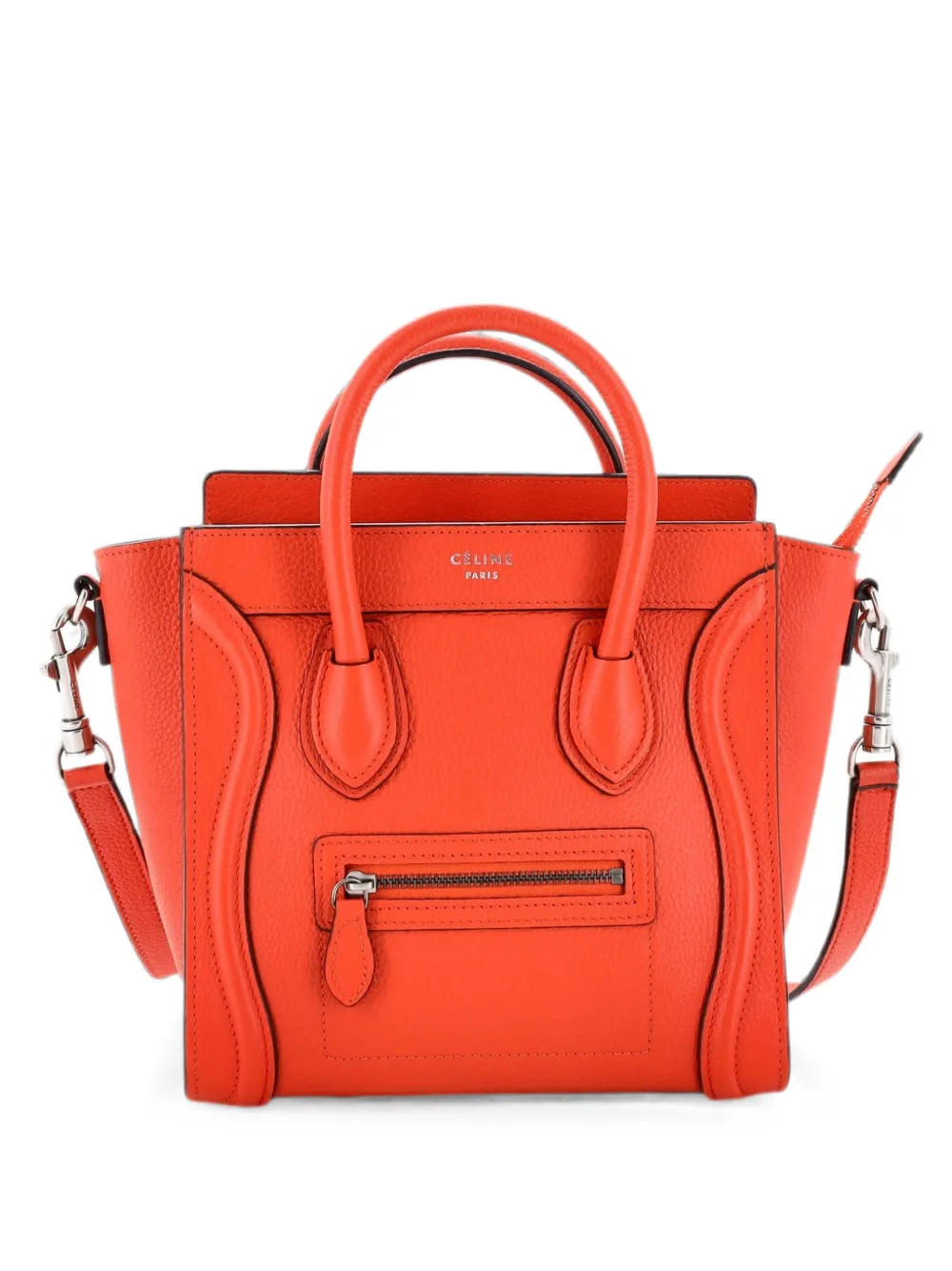 Celine Pre-Owned Luggage Bag Grainy Leather Nano crossbody bag - Red