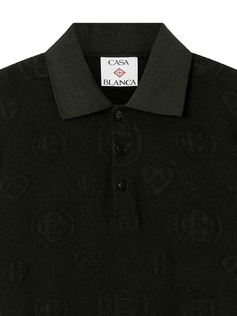 Casablanca monogram-appliqué polo shirt Zwart