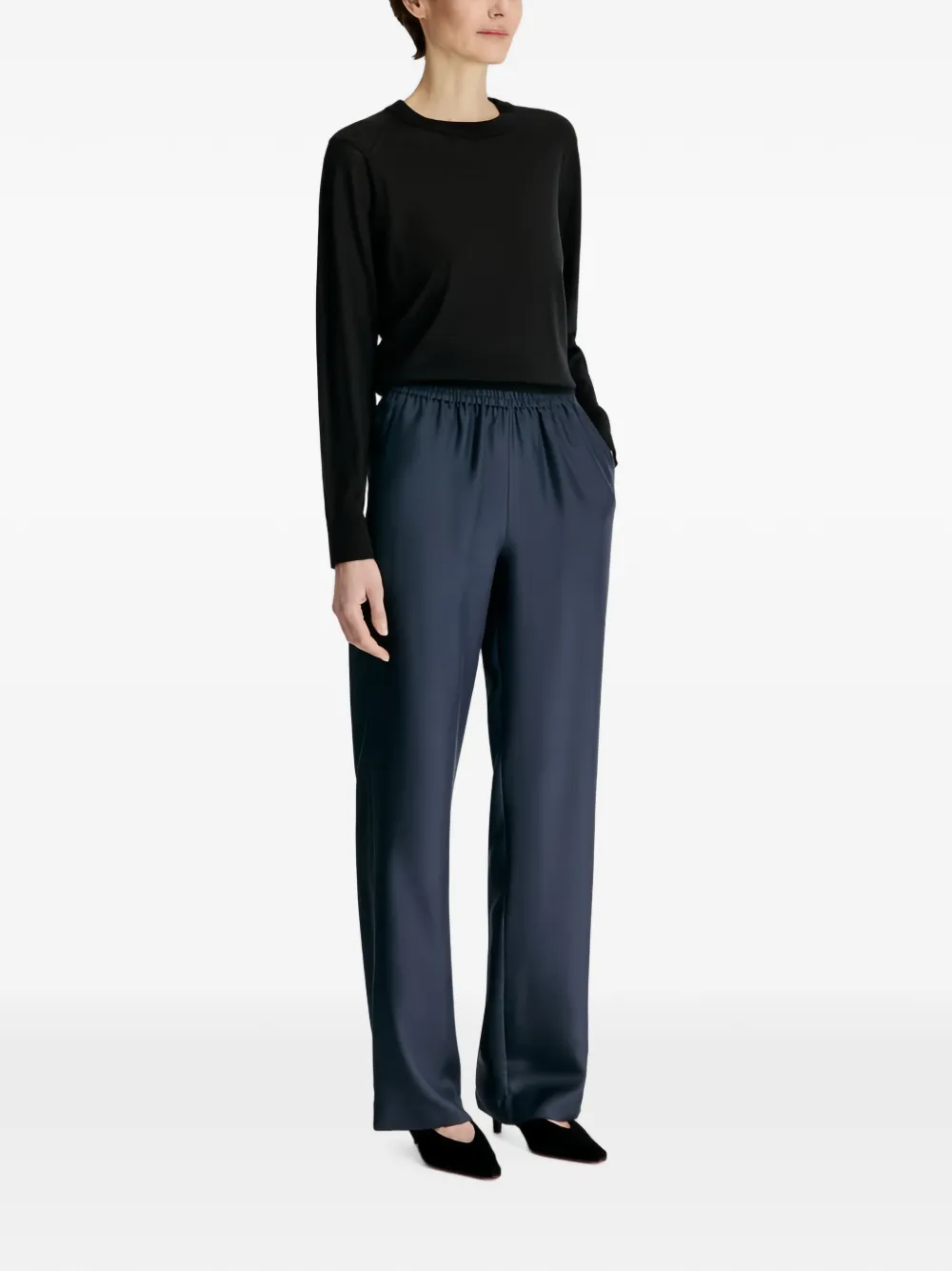 LouLou de Saison Alera bbroek met elastische taille en wijde pijpen Blauw