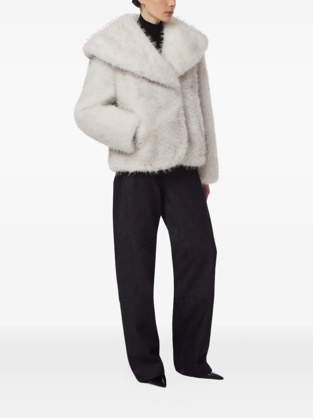 Apparis Yara faux-fur shawl-lapels coat Wit
