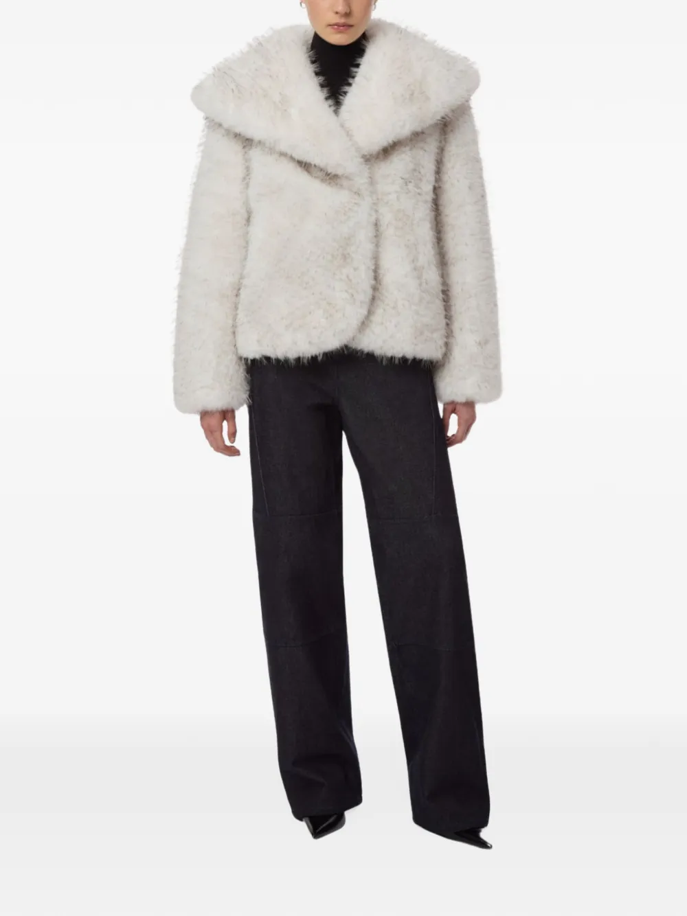 Apparis Yara faux-fur shawl-lapels coat Wit