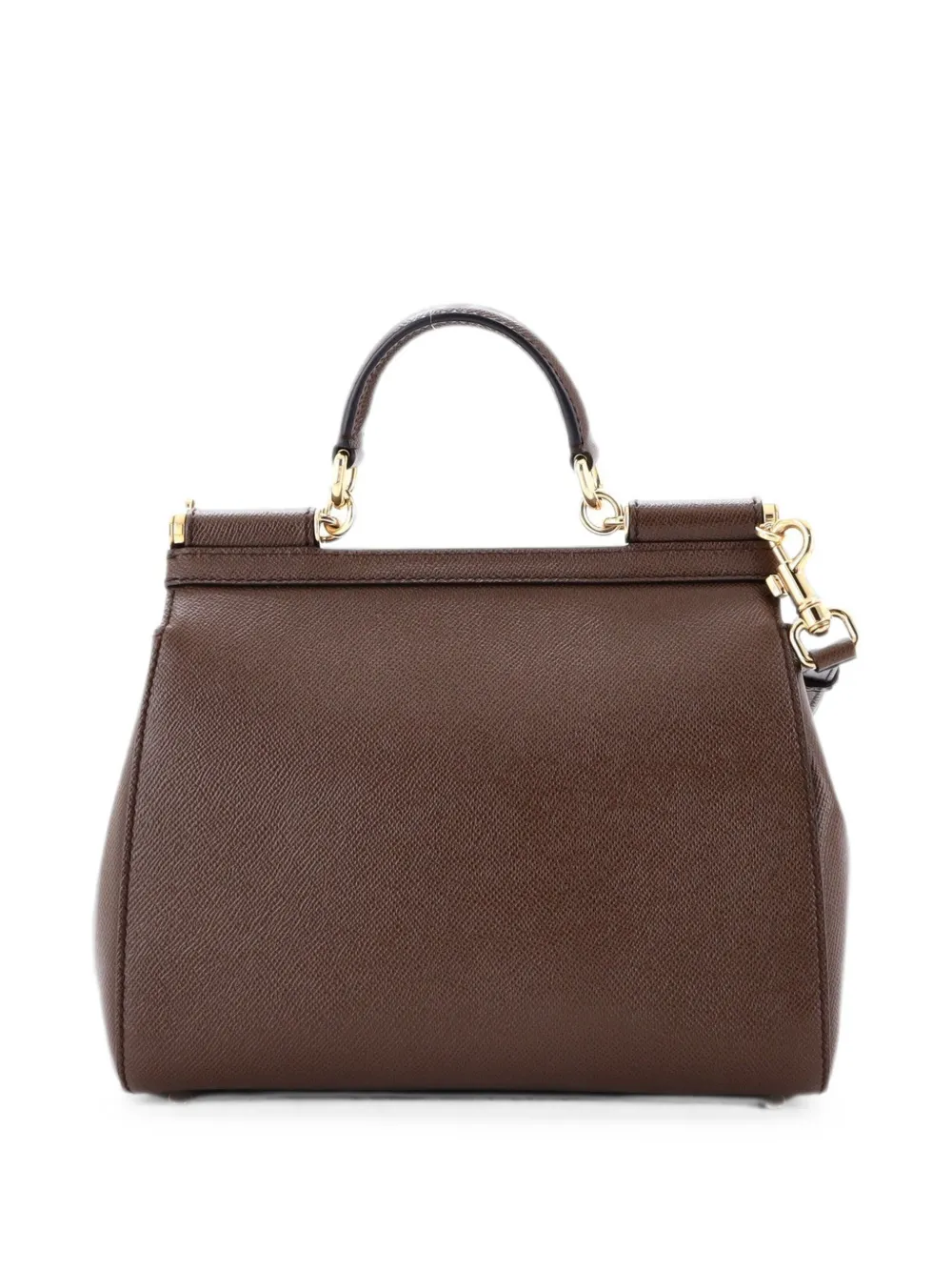 Pre-owned Dolce & Gabbana Miss Sicily Bag Leather Medium Satchel In Brown