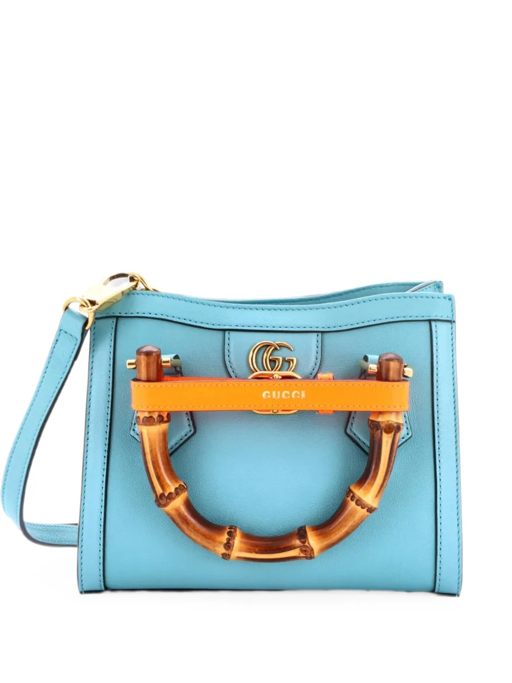 Gucci Pre-Owned Diana NM Bamboo Handle Tote Leather Mini crossbody bag - Blu
