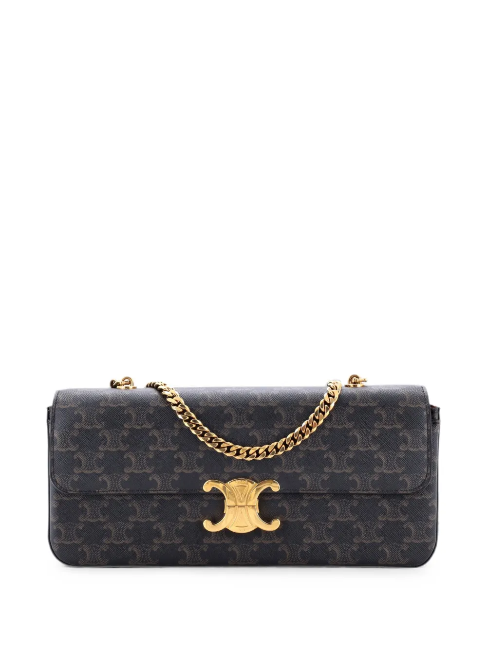 Celine Pre-Owned Triomphe Chain Triomphe Coated Canvas Medium shoulder bag - Brown