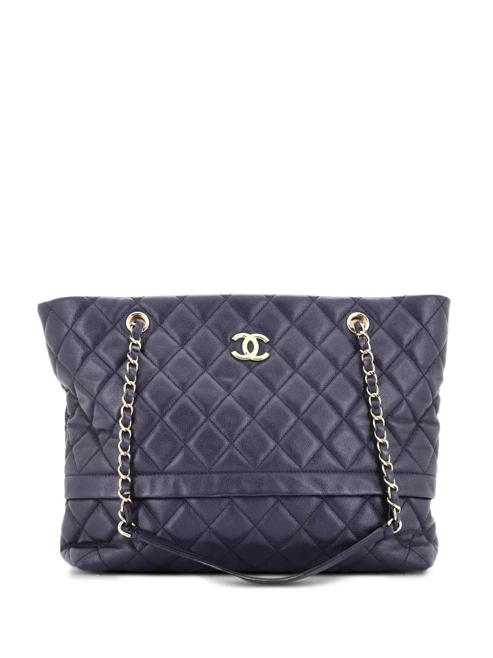 CHANEL Pre-Owned Rolled Up Quilted Caviar tote bag - Blu
