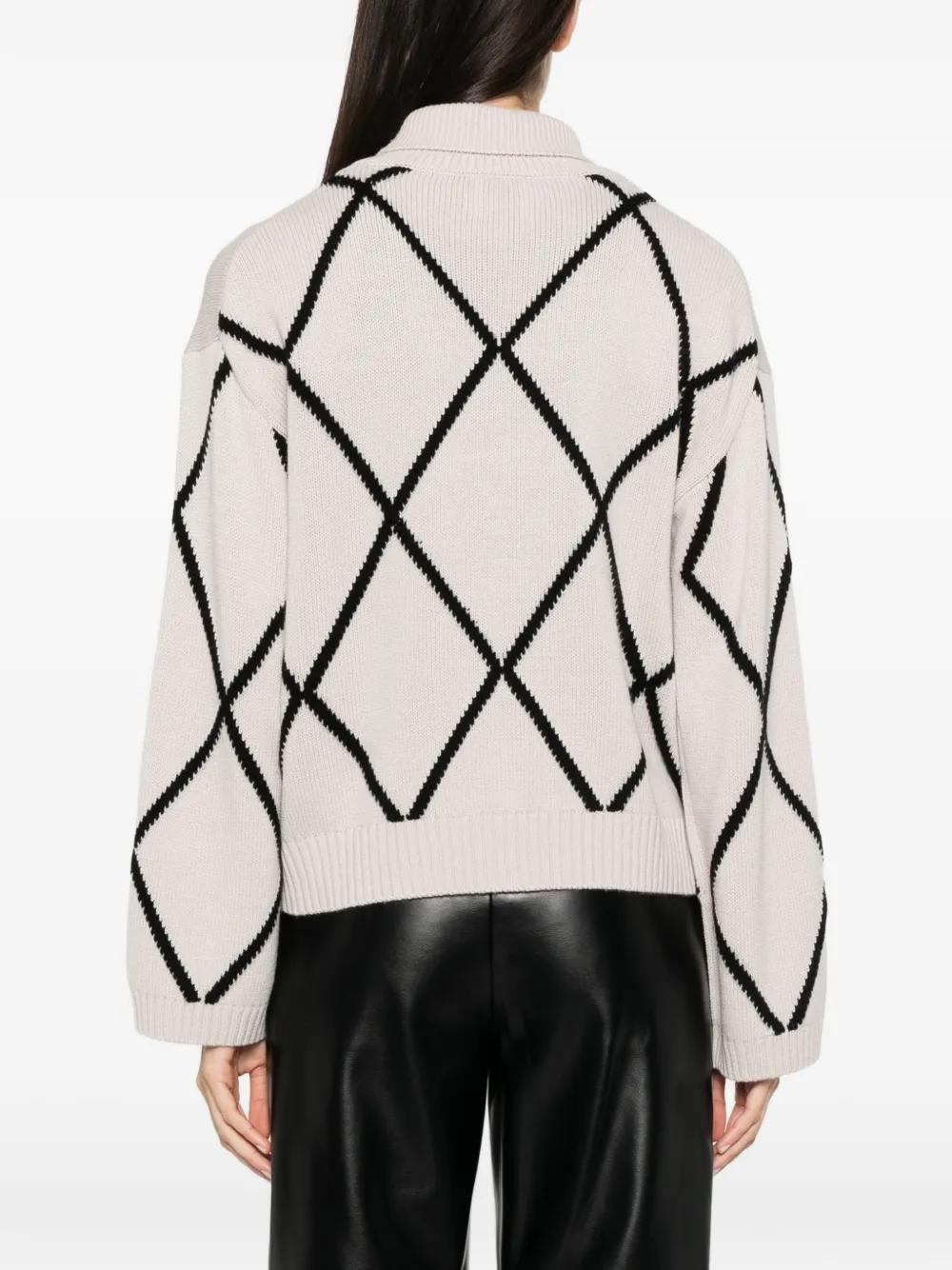 Allude Argyle-pattern Roll-neck Sweater In Neutrals