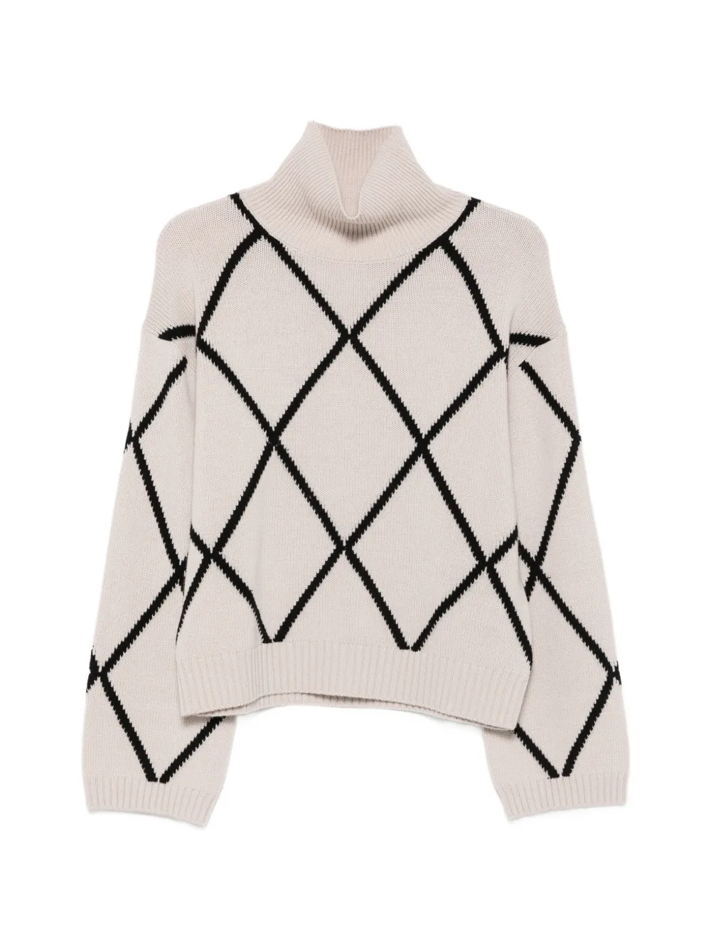 Allude Argyle-pattern Roll-neck Sweater In Neutrals