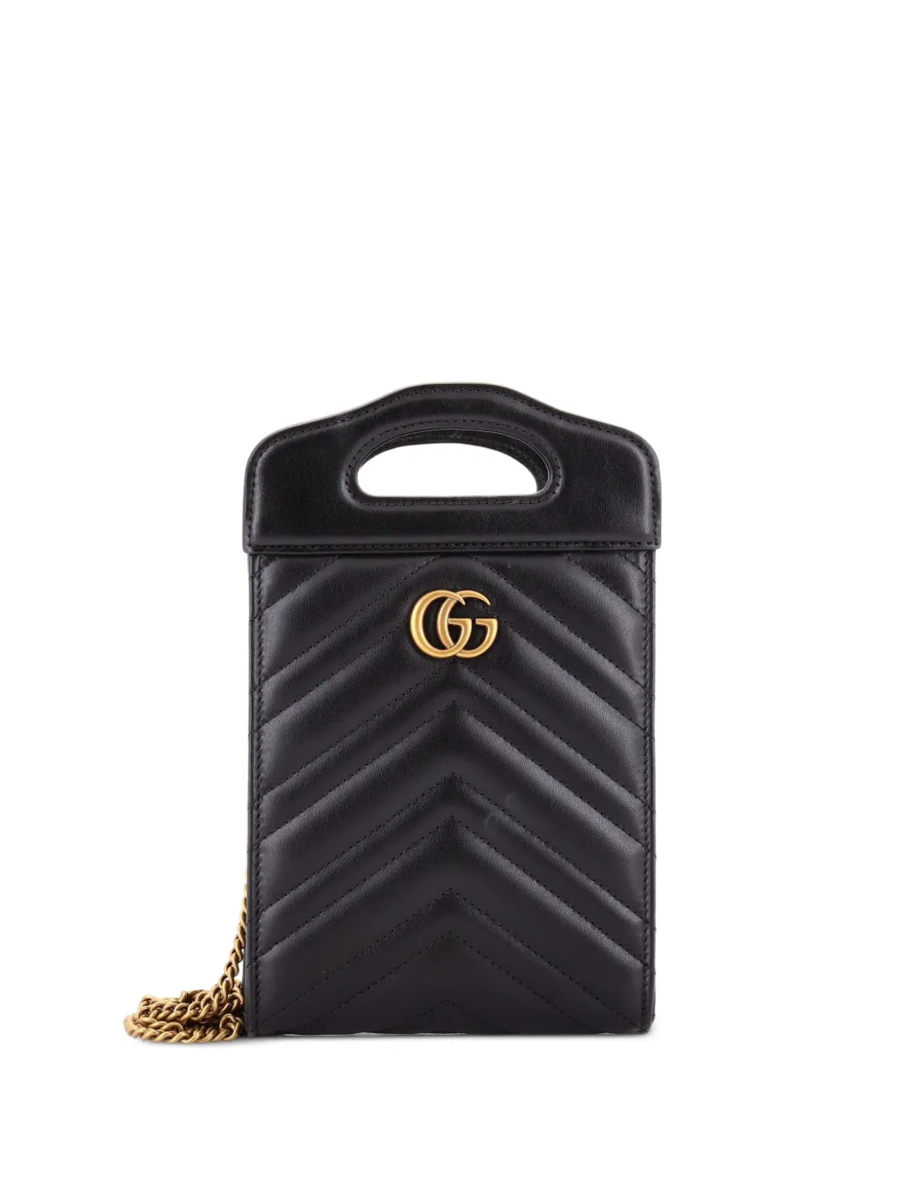 Gucci Pre-Owned GG Marmont Top Handle Convertible Chain Tote Matelasse Leather Mini crossbody bag - Nero