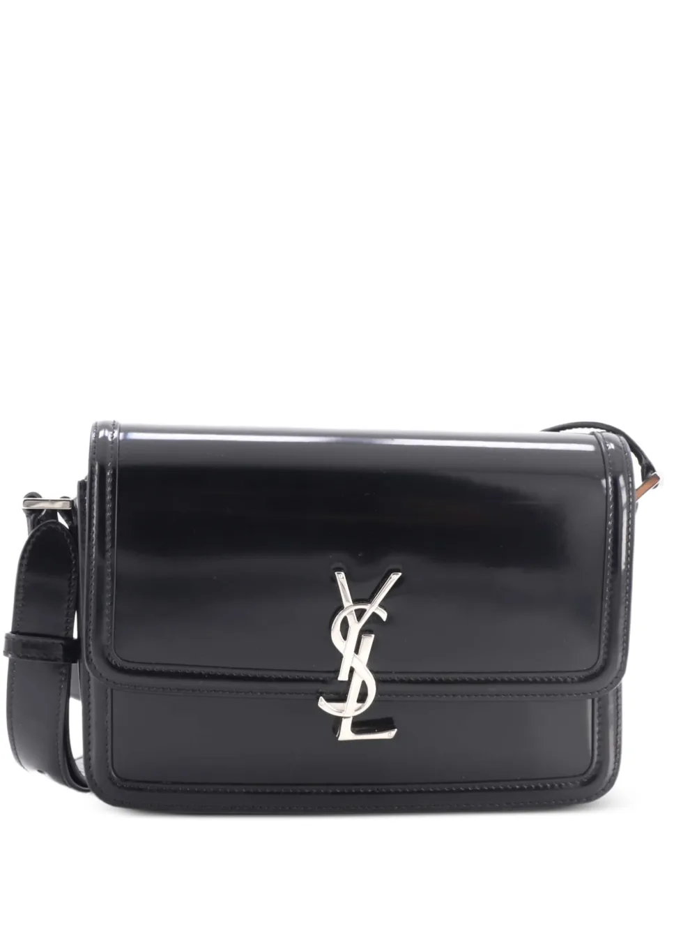 Saint Laurent Pre-Owned Mittelgroße Solferino Schultertasche aus Lackleder - Schwarz
