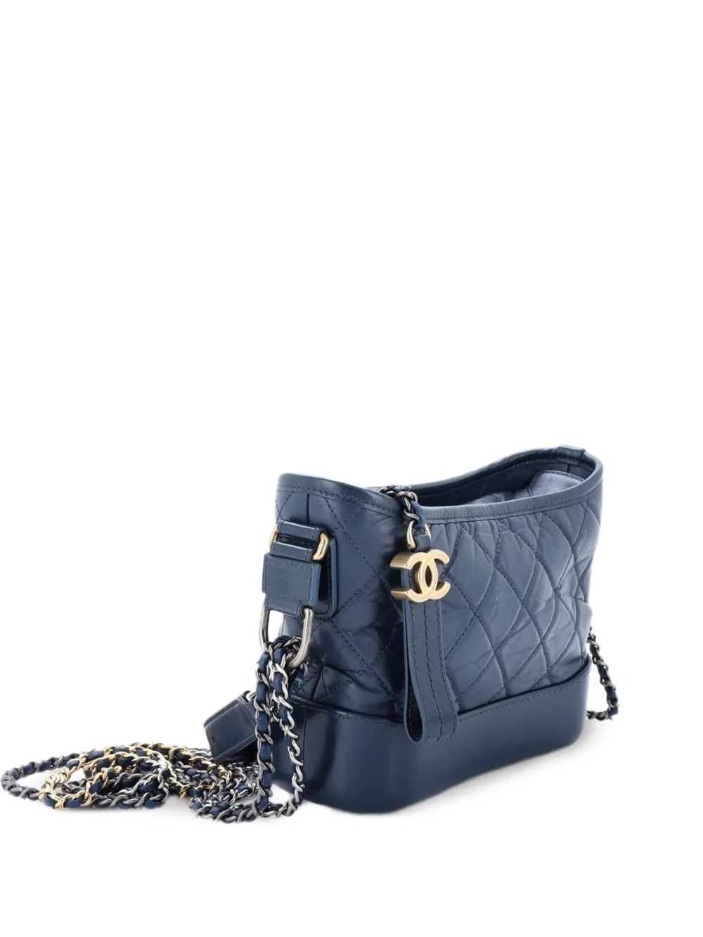 CHANEL Pre-Owned Gabrielle Quilted Aged Calfskin Small hobo bag - Blu