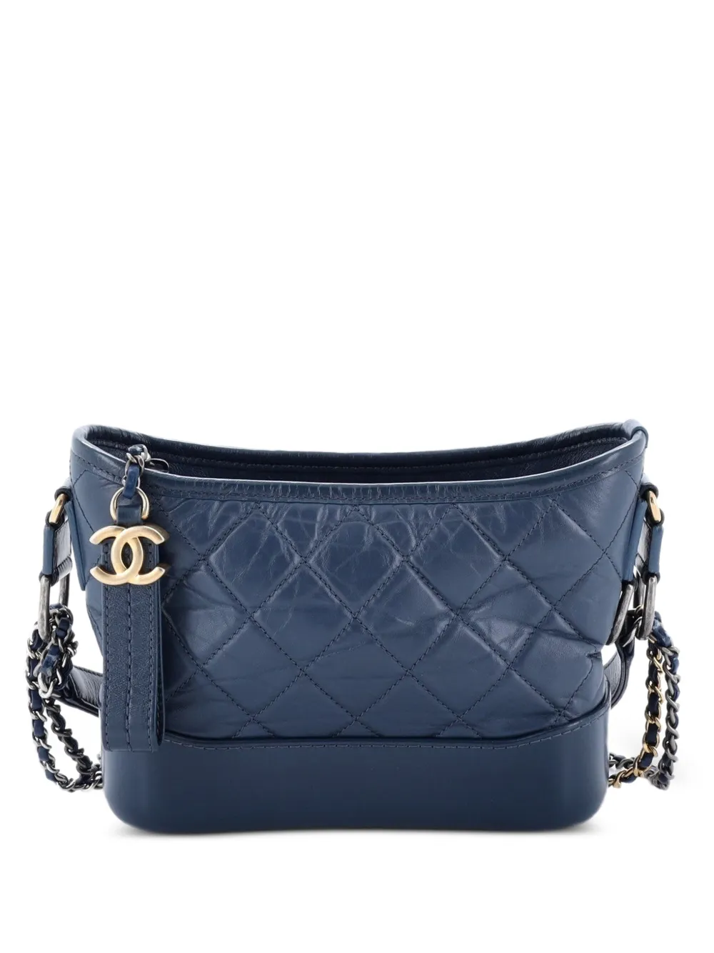 CHANEL Pre-Owned Kleine Gabrielle Tasche aus gealtertem Kalbsleder mit Steppung - Blau