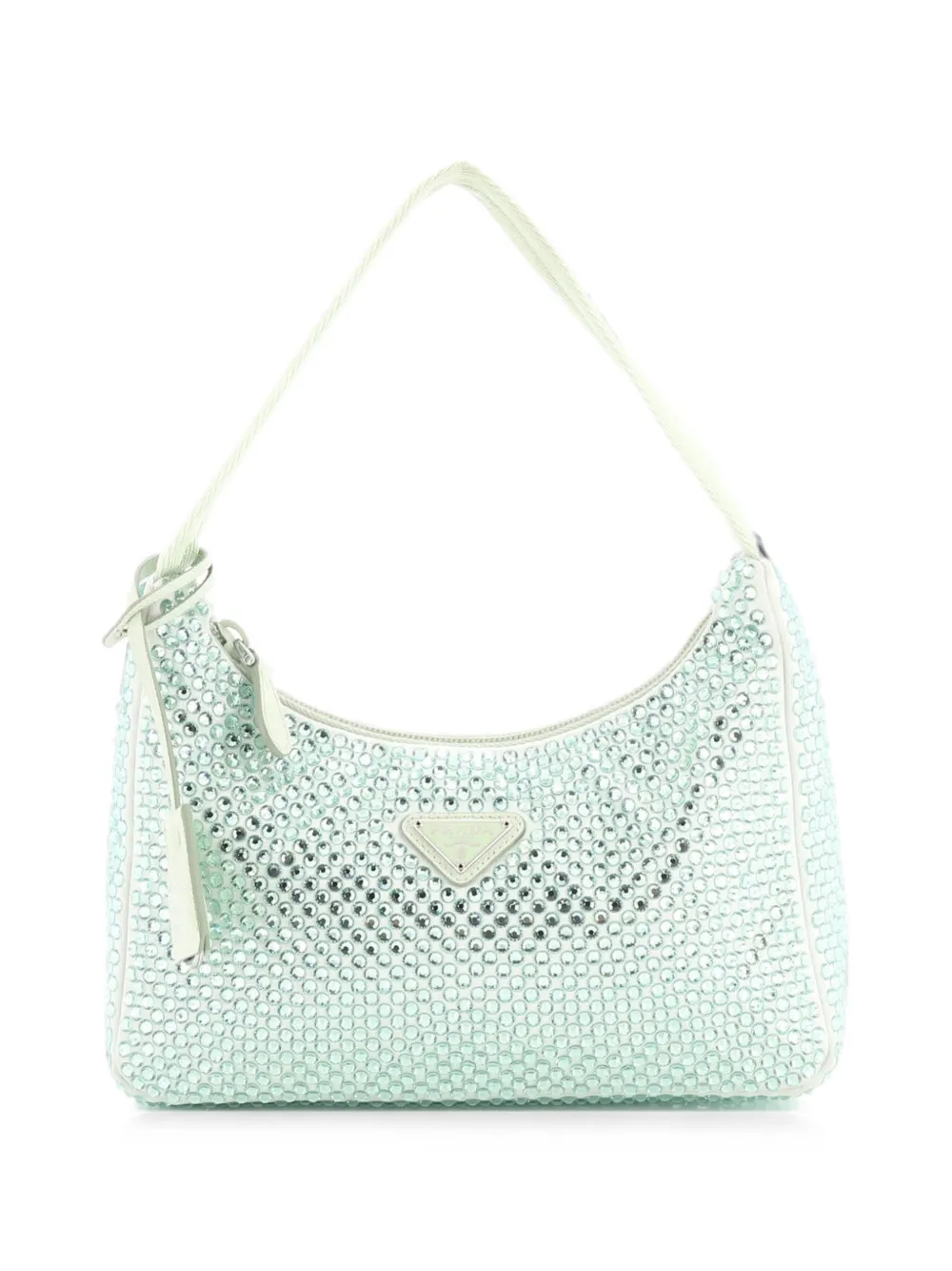 Prada Pre-Owned Re-Edition 2000 Crystal Embellished Satin Mini hobo bag - Green