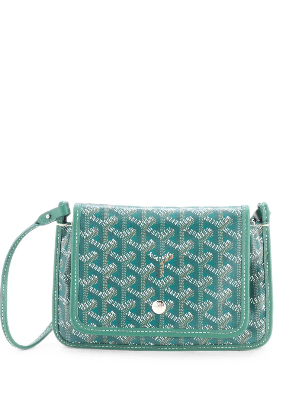 Pre-owned Goyard Plumet Clutch Wallet Coated Canvas Crossbody Bag In Green