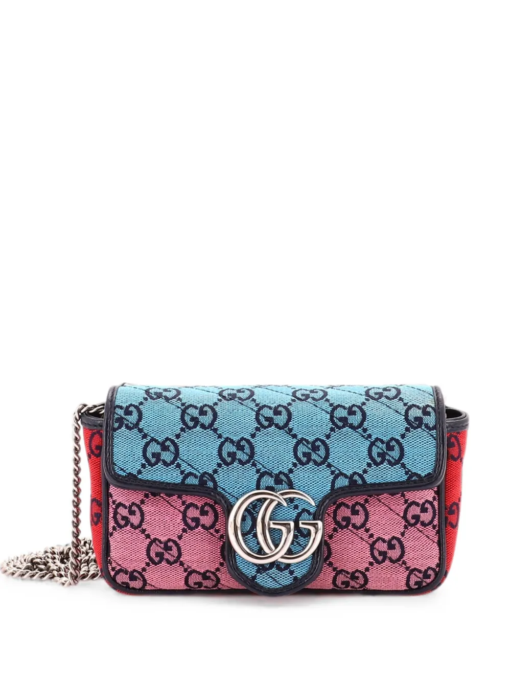 Gucci Pre-Owned GG Marmont Flap Bag Diagonal Quilted GG Canvas Super Mini crossbody bag - Multicolour