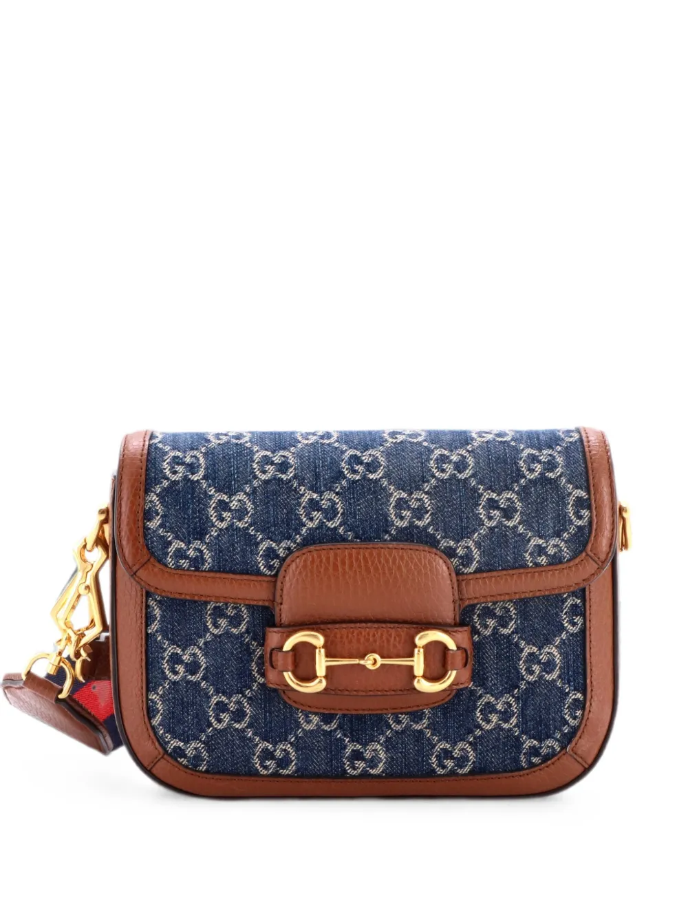 Gucci Pre-Owned Horsebit 1955 GG Denim Mini shoulder bag - Blue