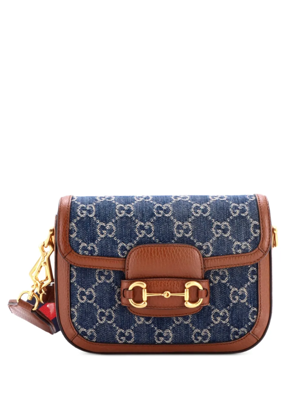 Gucci Pre-Owned Horsebit 1955 GG Denim Mini shoulder bag - Blau