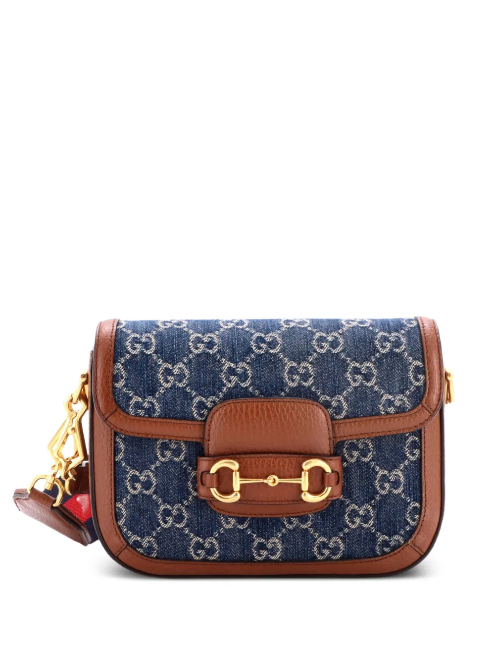 Gucci Pre-Owned Horsebit 1955 GG Denim Mini shoulder bag - Blu