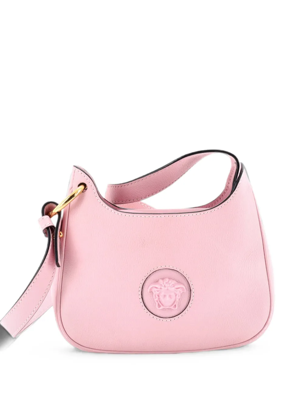 Pre-owned Versace La Medusa Leather Small Hobo Bag In 粉色