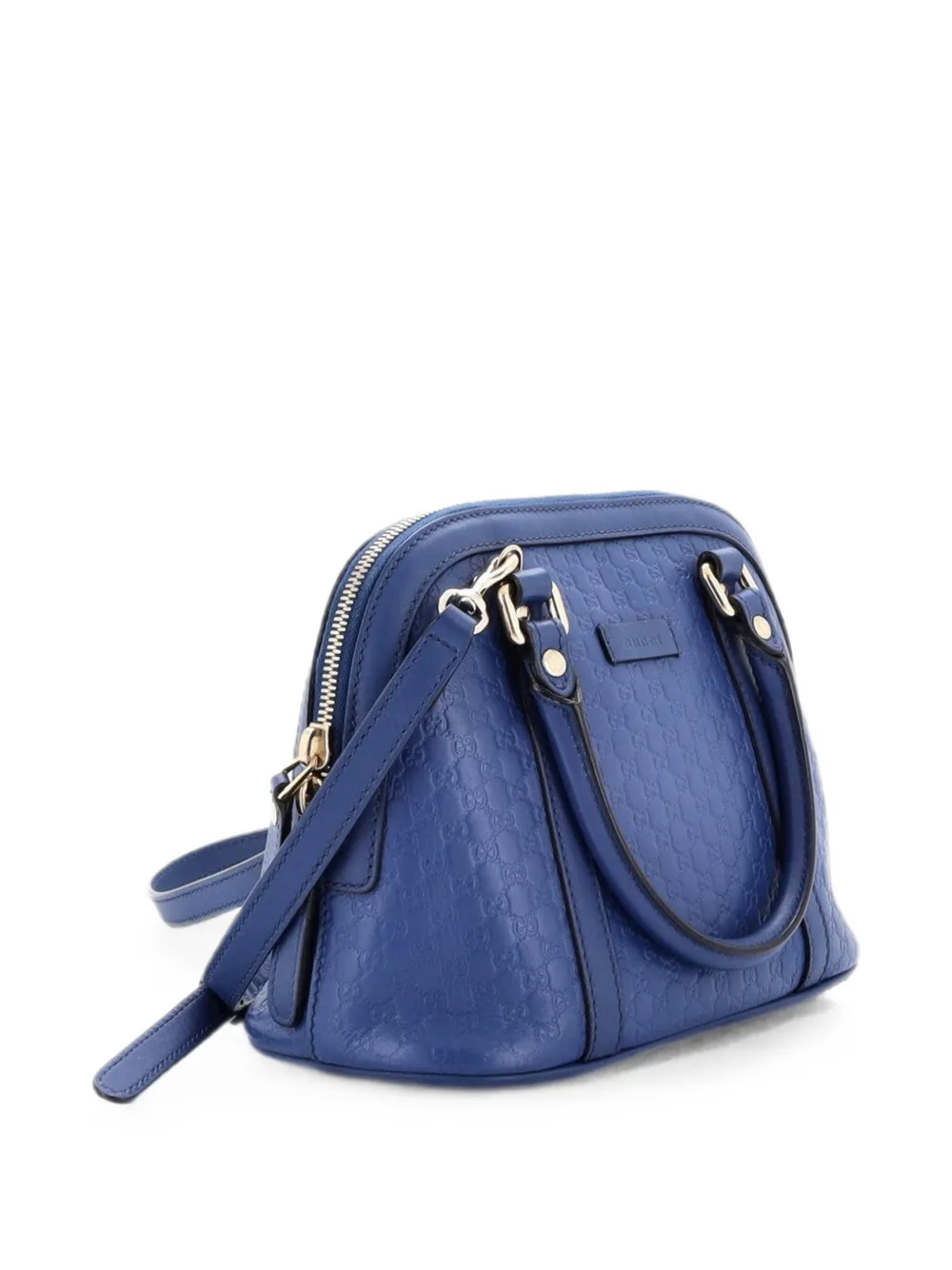 Pre-owned Gucci Convertible Dome Microssima Leather Mini Satchel In Blue