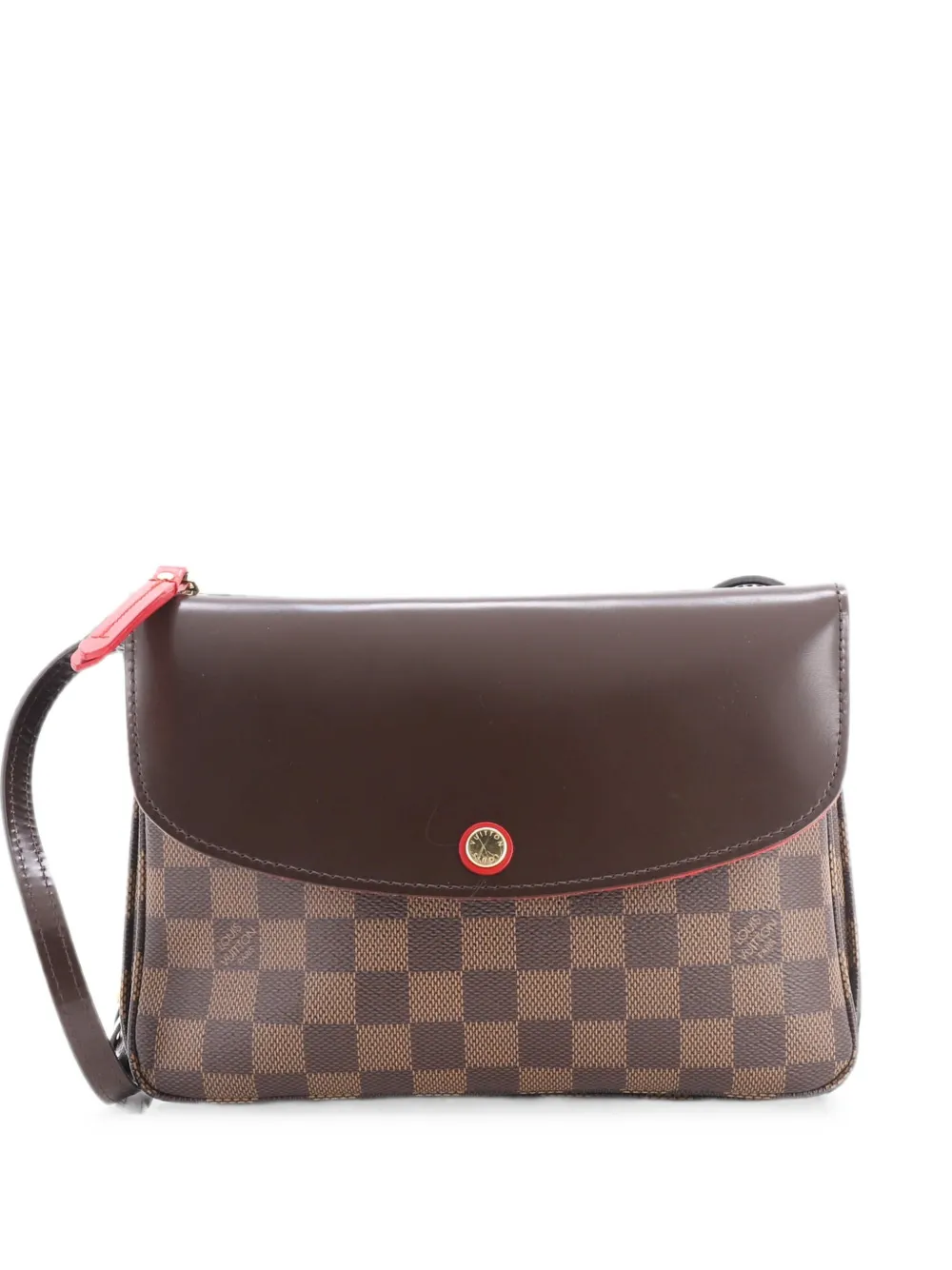 Pre-owned Louis Vuitton Twice Handbag Damier Crossbody Bag In Brown