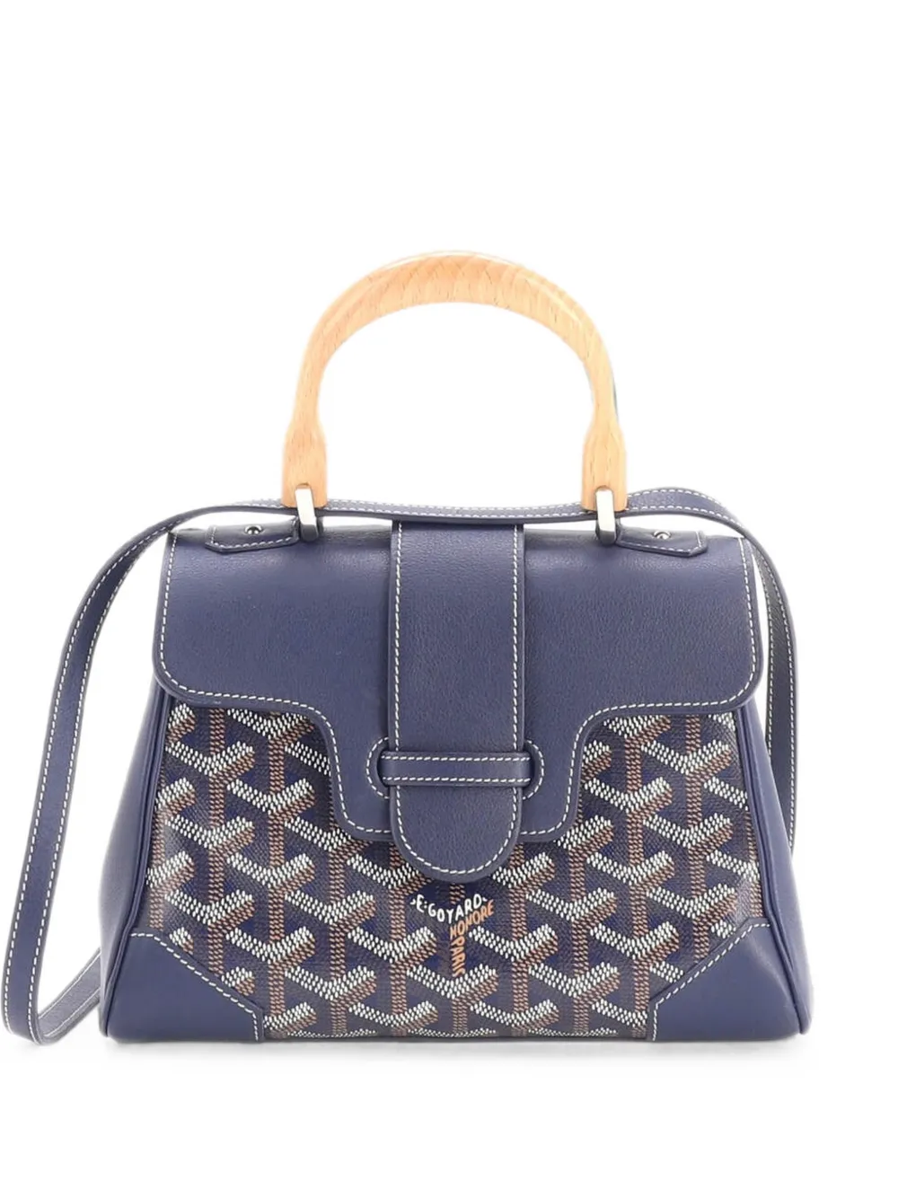 Goyard Pre-Owned Saigon Top Handle Bag Coated Canvas with Leather Mini shoulder bag - Blue
