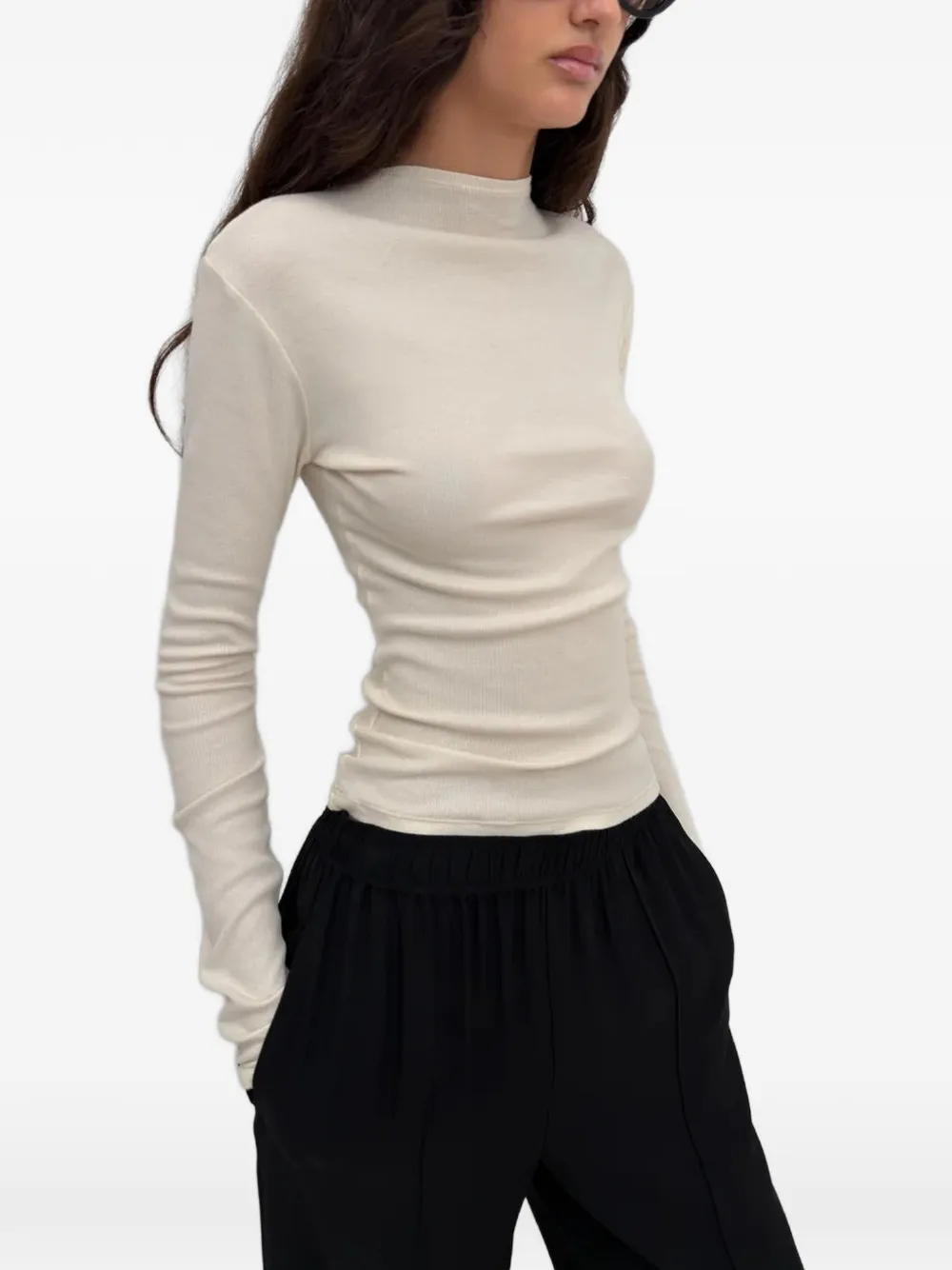 Rodebjer Karlai fijn geribd T-shirt Beige