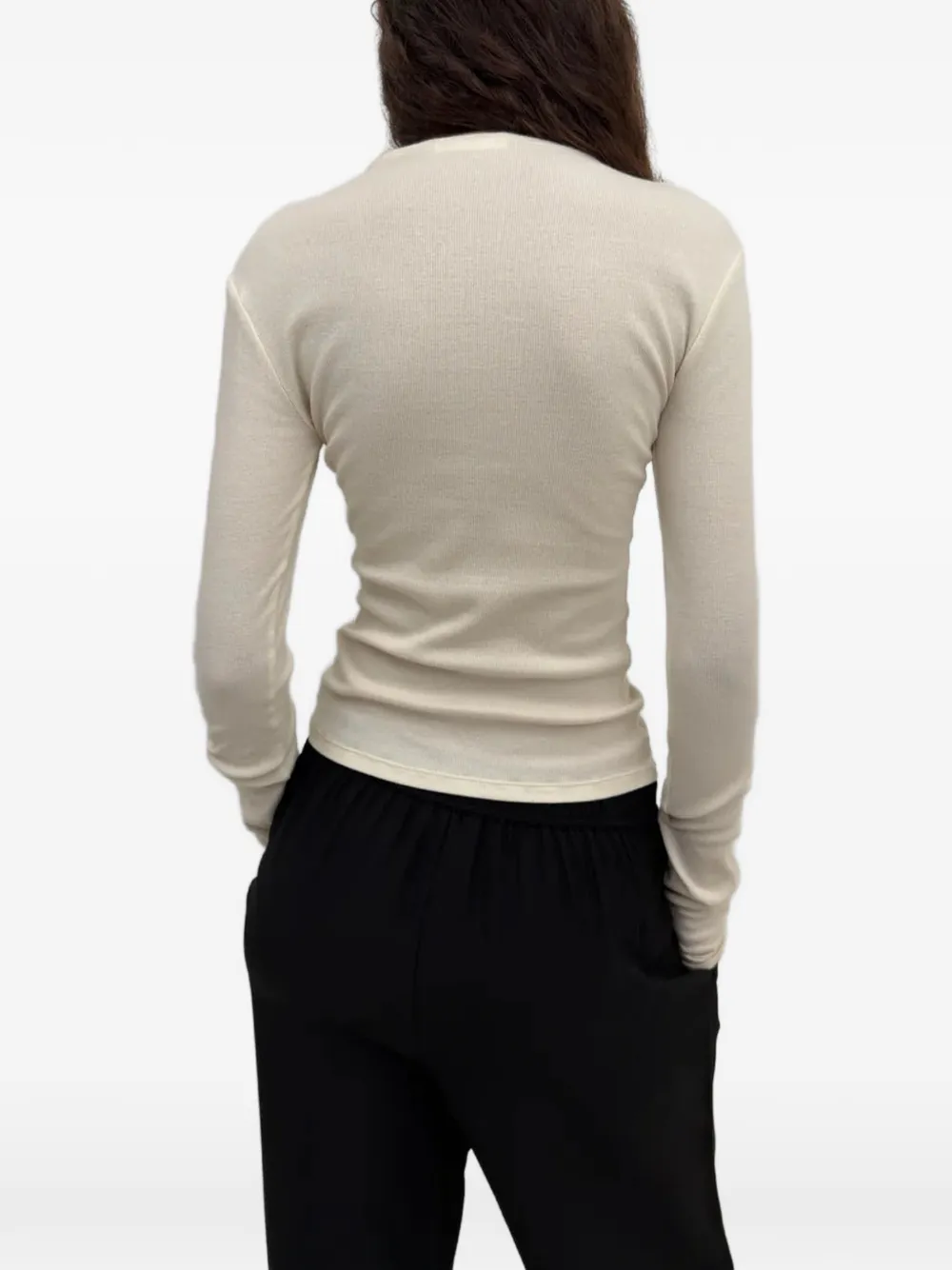 Rodebjer Karlai fijn geribd T-shirt Beige