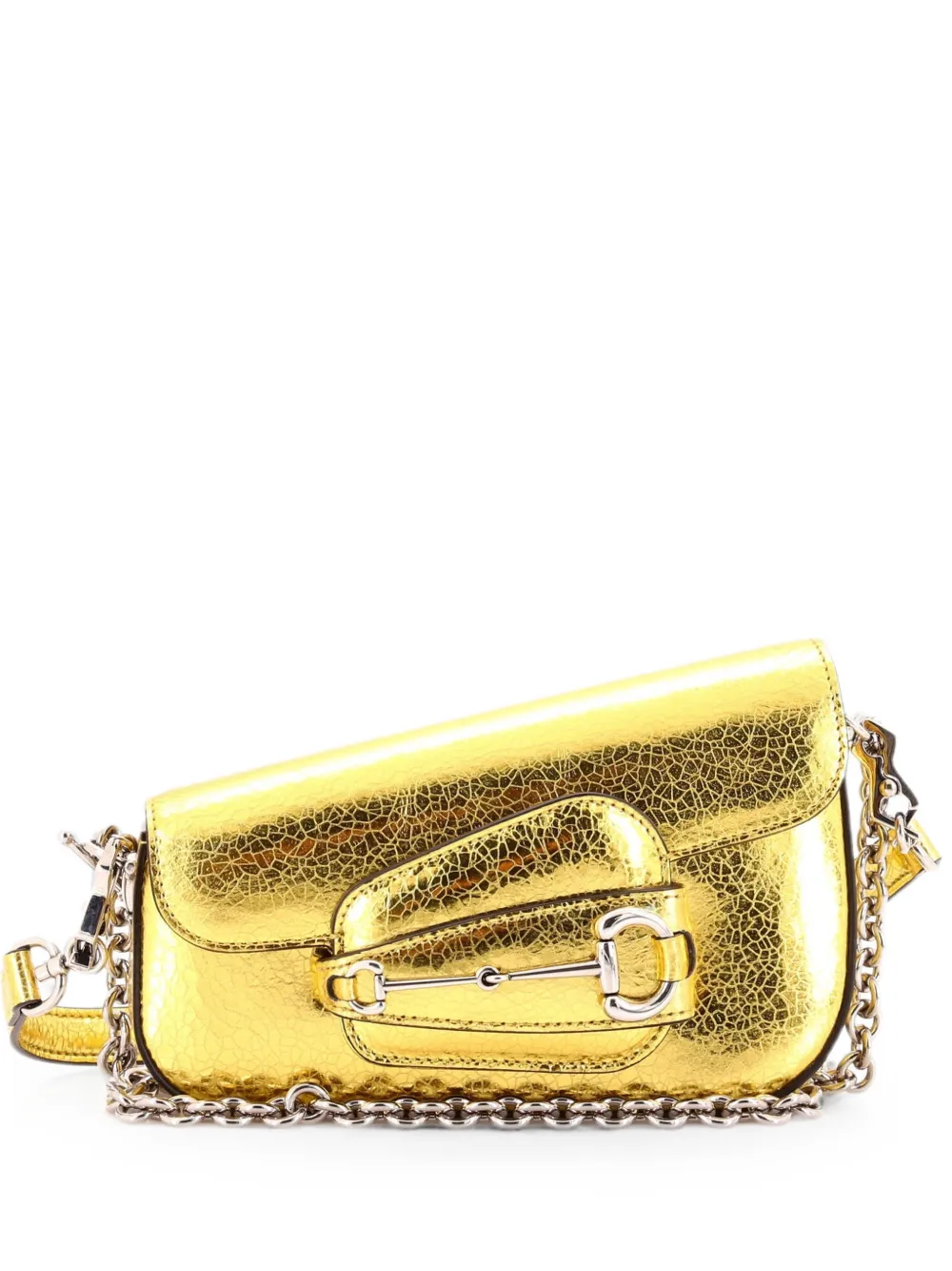 Gucci Pre-Owned Horsebit 1955 Asymmetric Leather Mini shoulder bag - Gold