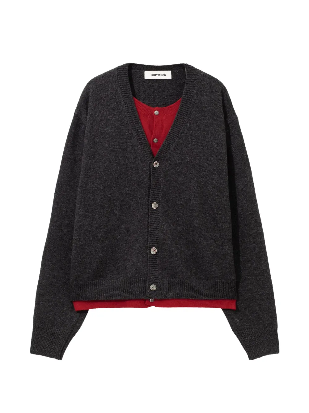 TONYWACK V-neck layered cardigan - Grey