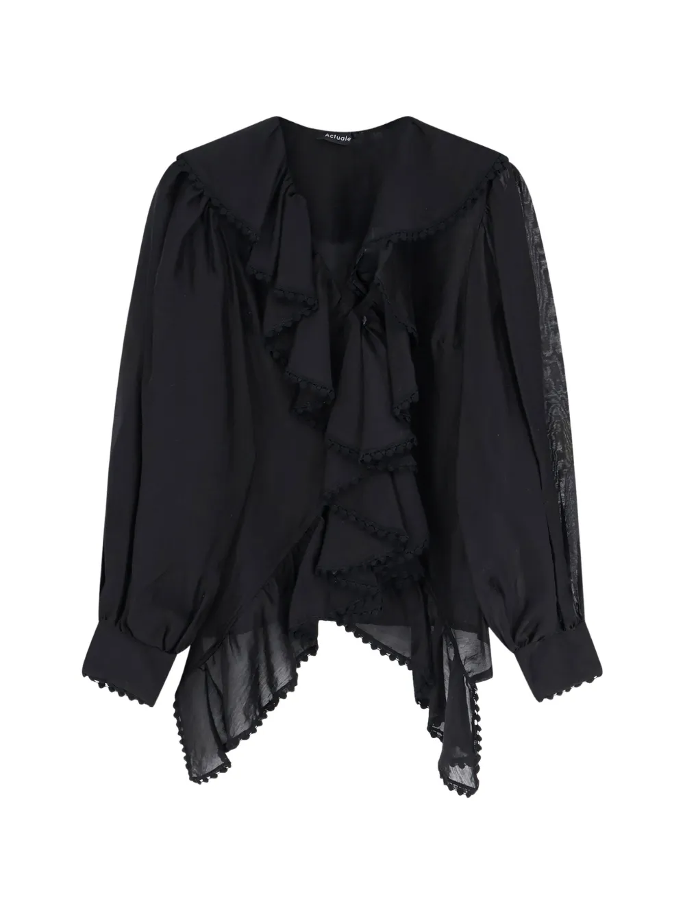 ACTUALEE embroidered ruffled shirt - Schwarz