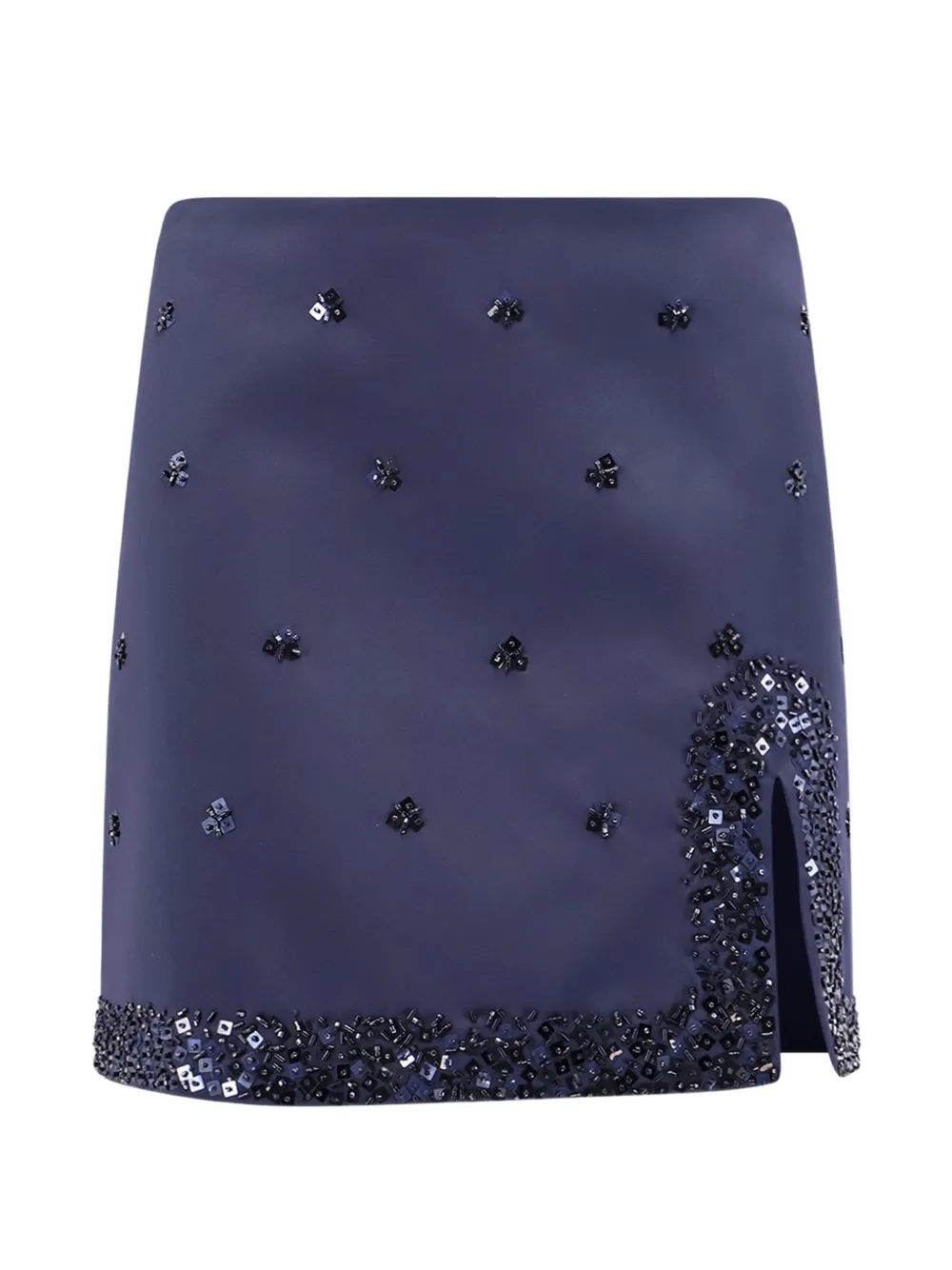 Semicouture bead-embellished side-slit mini skirt - Blau