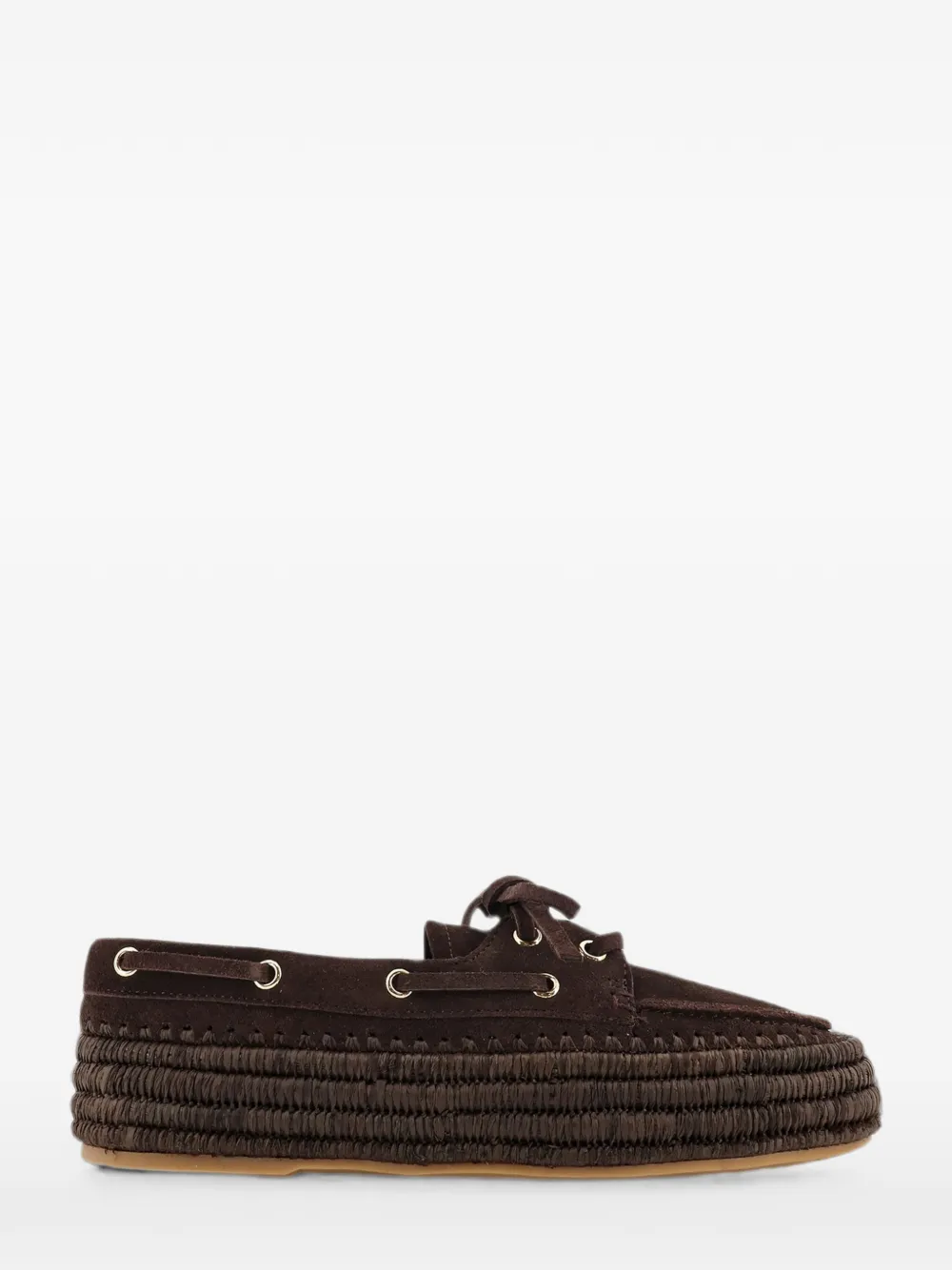 Paloma Barceló Penelope suede raffia loafers - Marrone