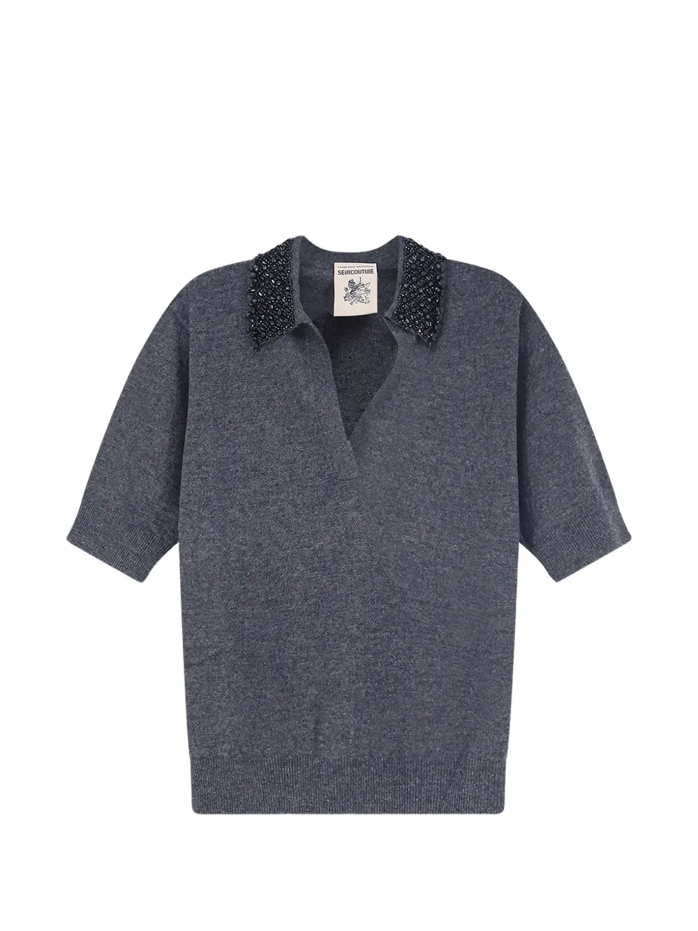 Semicouture bead-embellished knitted sweater - Grigio