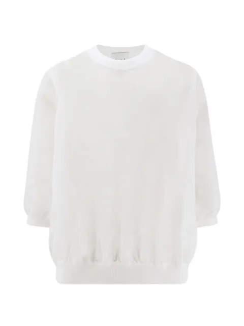 Nude crew-neck oversized T-shirt
