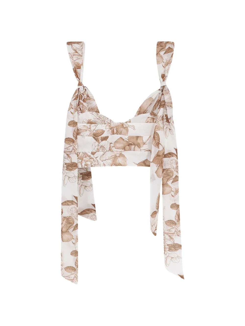 LAVI COUTURE Seraphina floral-print cropped top - Bianco