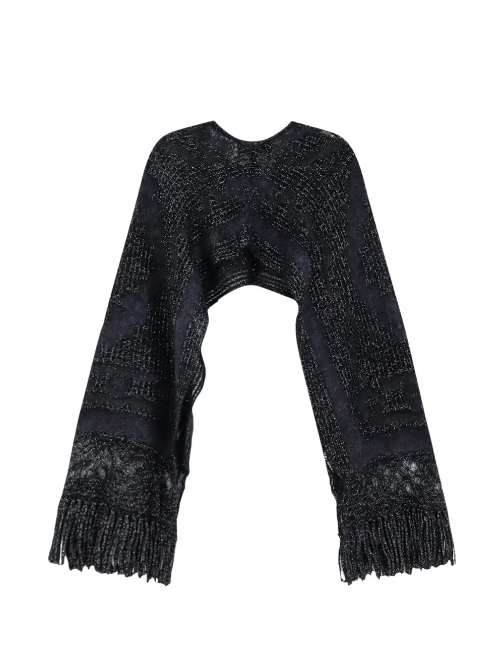 Mes Demoiselles Metallic gebreide poncho met franje-afwerking Zwart